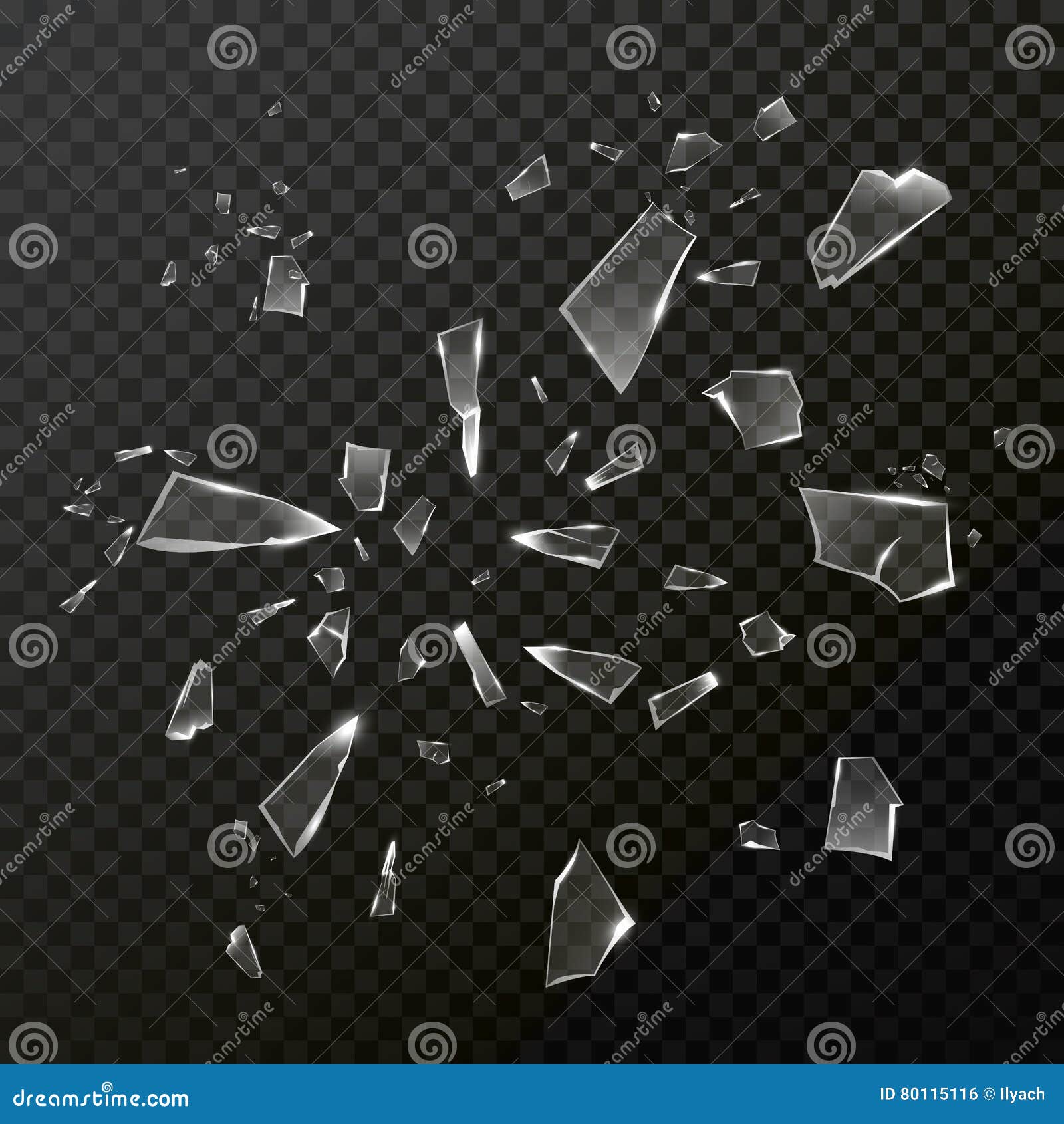 Broken Shattered Glass Debris. Vector Transparent Stock Vector -  Illustration of mirror, realistic: 80115116