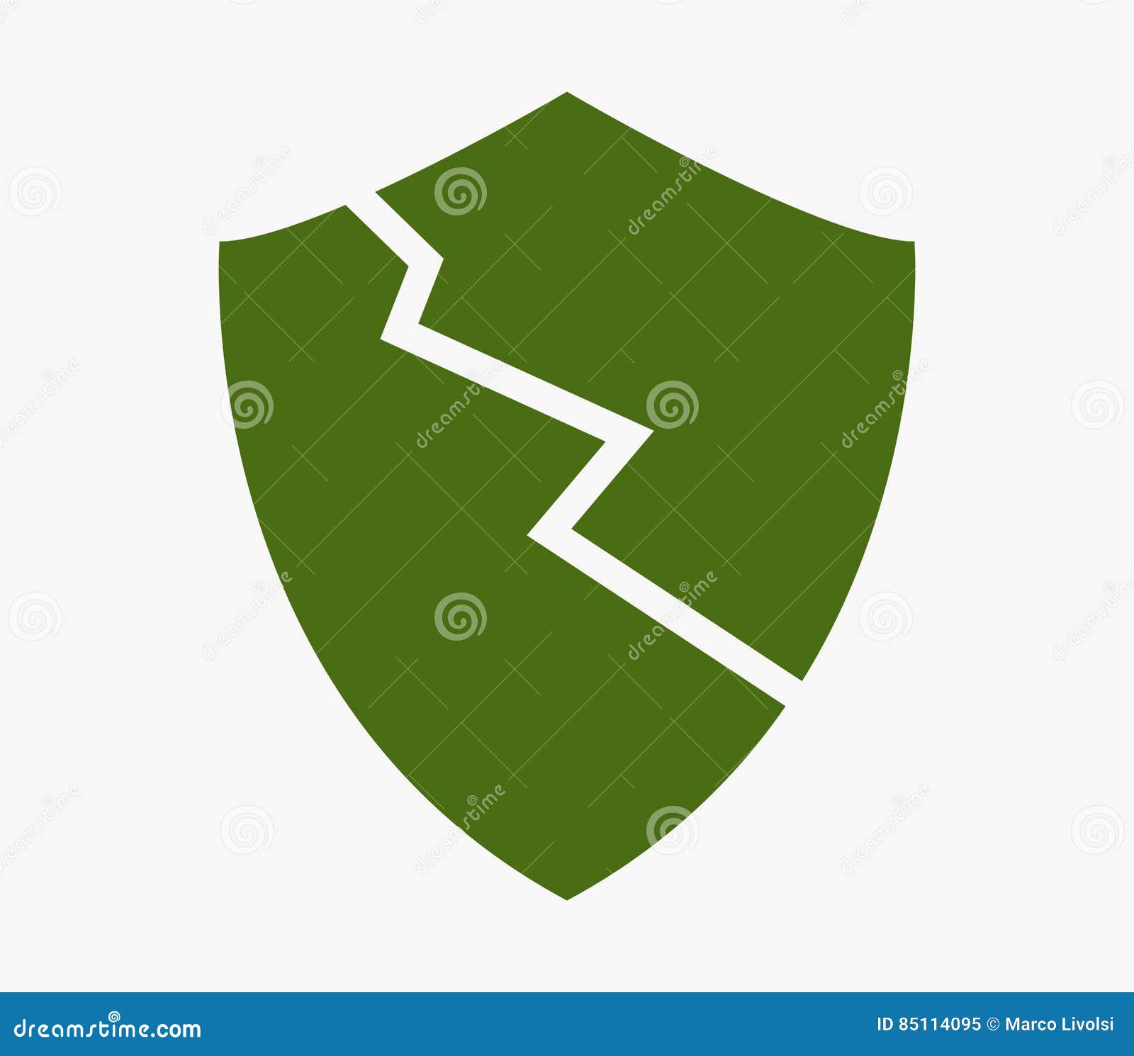 Broken Shield Icon Illustrated Stock Illustration Illustration of