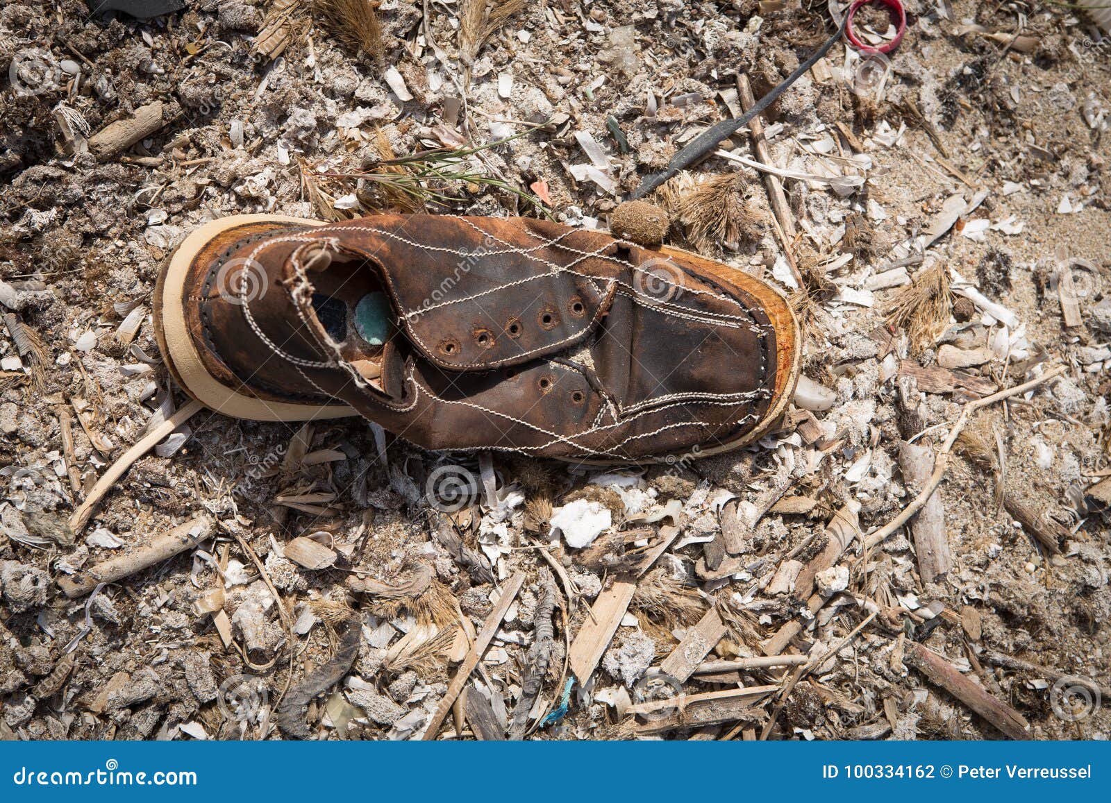 Broken Shoe Lying on the Beach Stock Photo - Image of lonely, broken ...