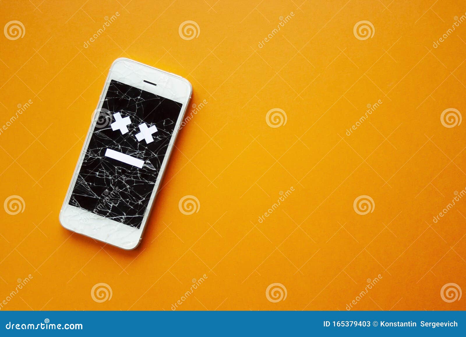 Broken Smartphone with Cracked Destroyed Screen Stock Image Image of