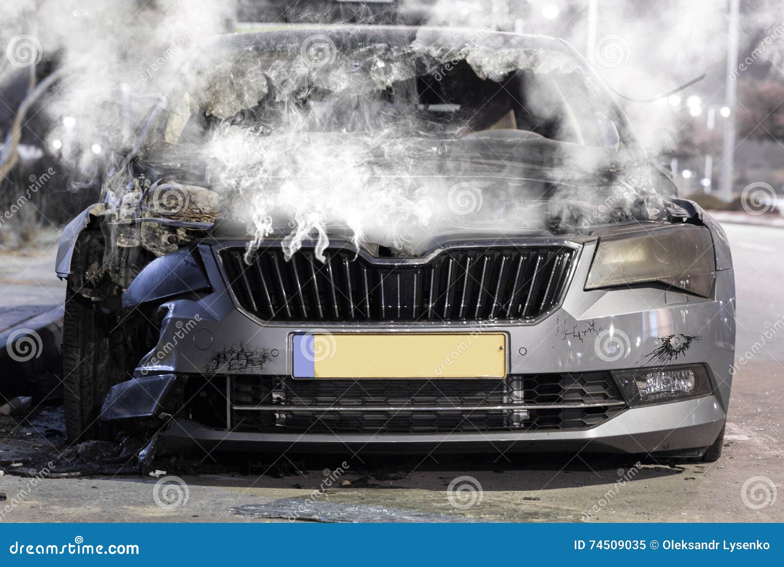 Broken steaming car stock image. Image of highway, transportation 74509035