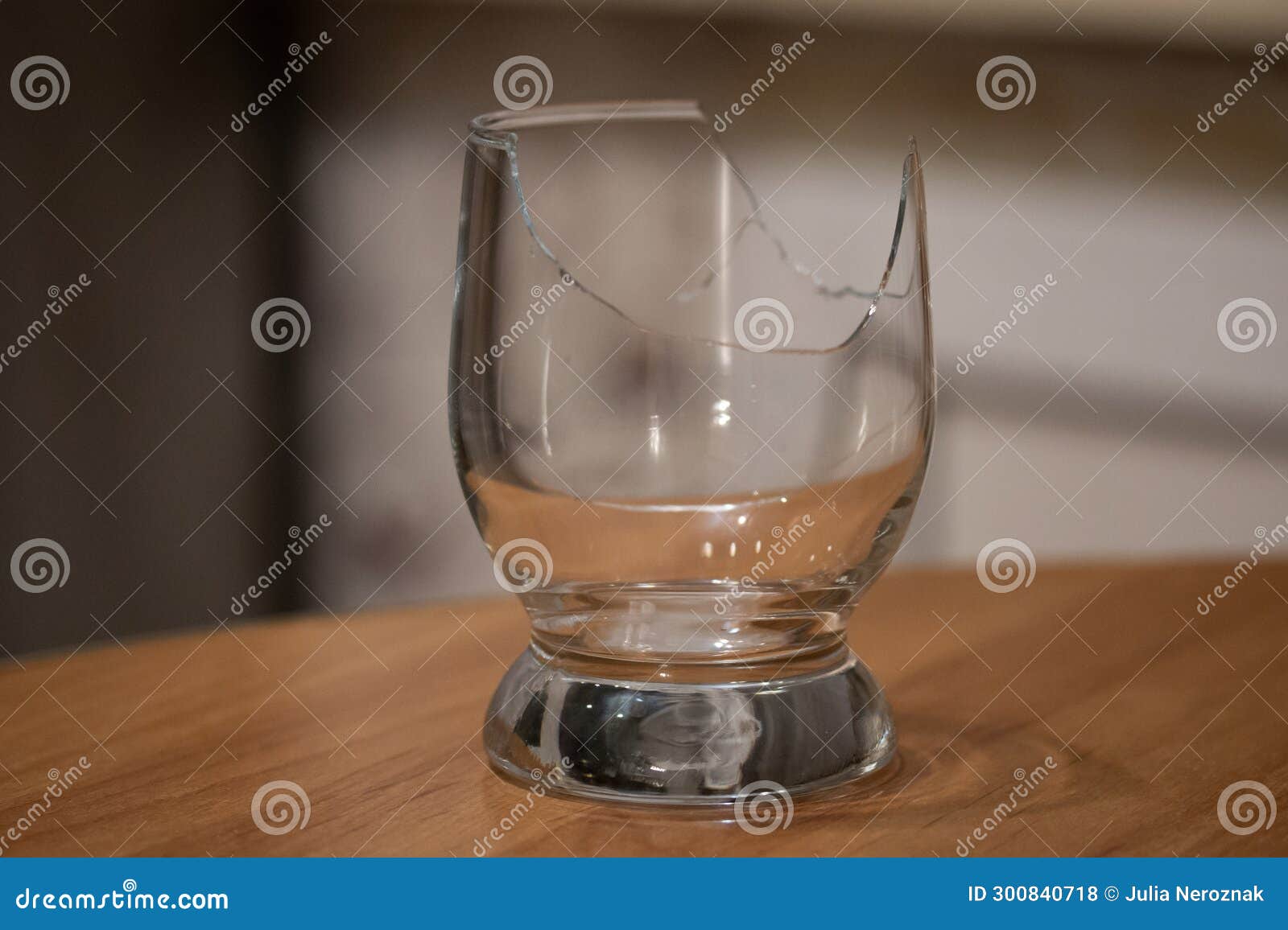 Broken Transparent Drinking Glass on the Table Stock Photo Image of