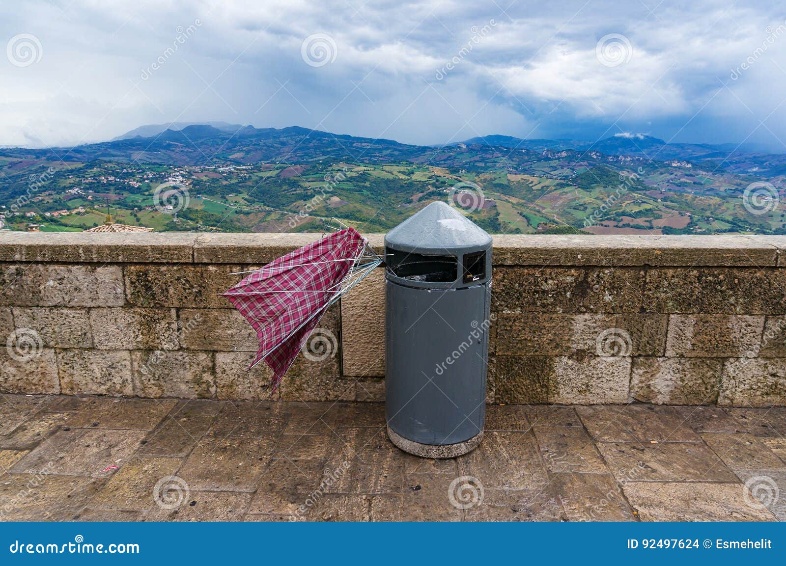 Broken Umbrella in a Rubbish Bin Stock Photo Image of rubbish