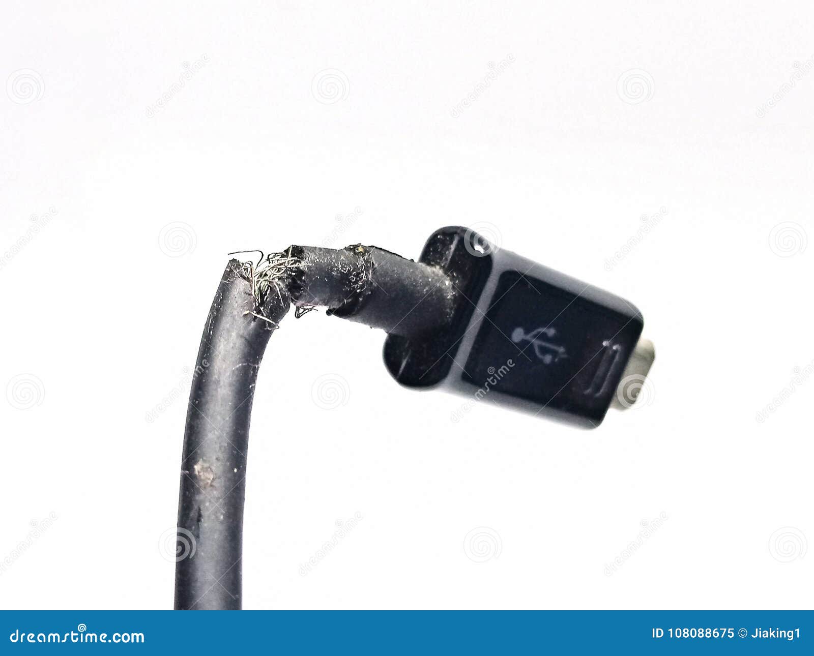 Broken USB Cable Isolated on White Stock Image Image of background