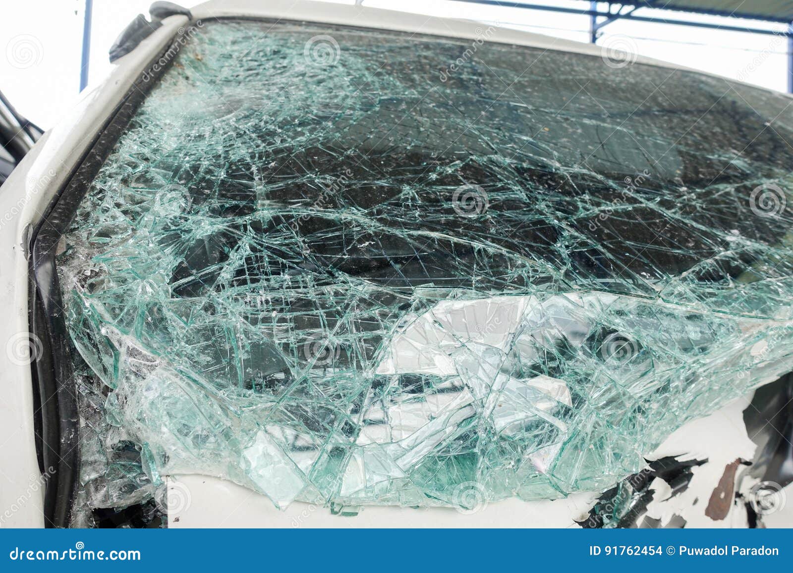 Broken Van Car Windshield. Accident of Car Stock Photo Image of insurance, crash 91762454