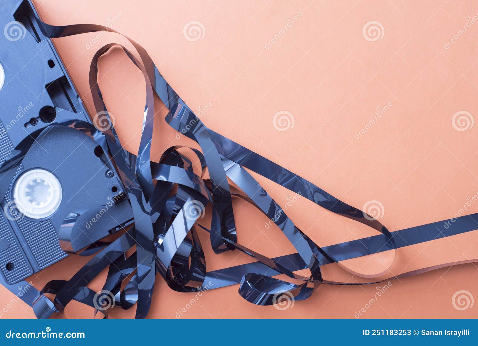 Broken VHS Tape on Orange Surface Stock Image Image of recording
