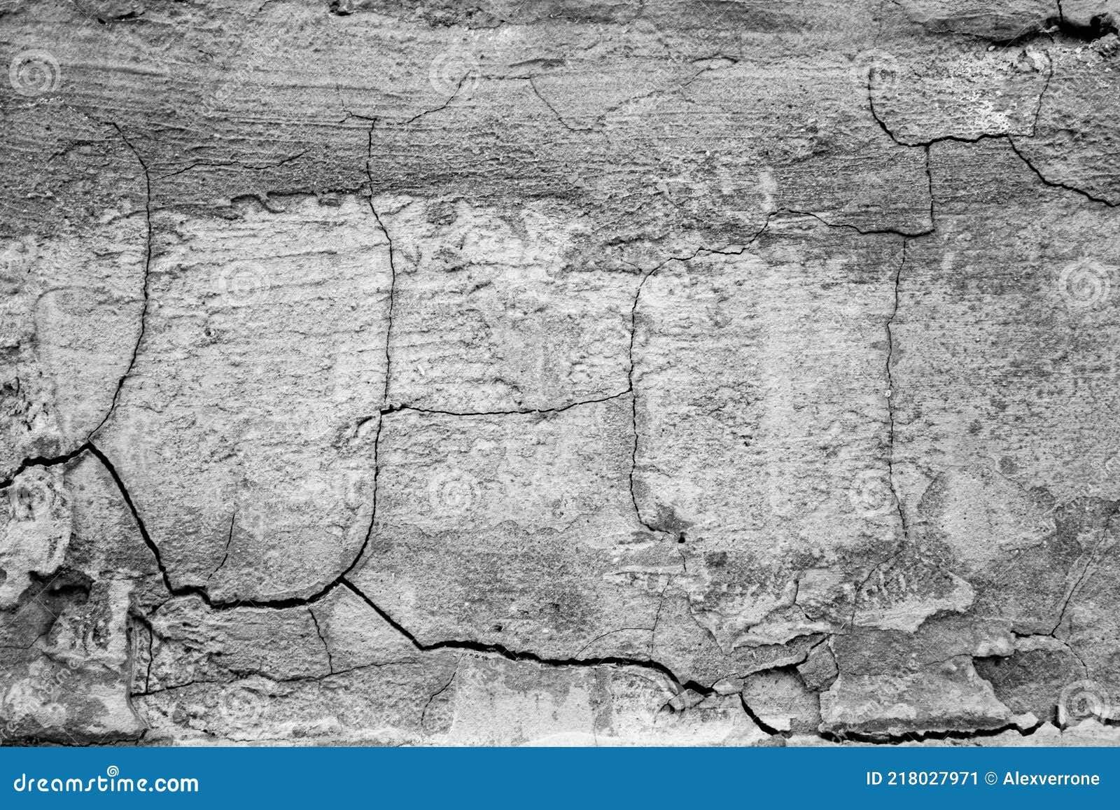 Broken Wall with Cracks. the Gray Plaster Fell Off the Wall Stock Image