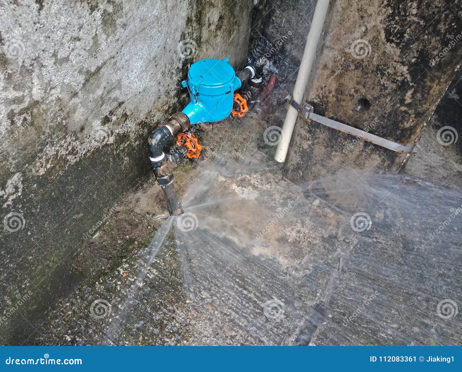 Broken Water Pipe on Concrete Floor Stock Image Image of equipment
