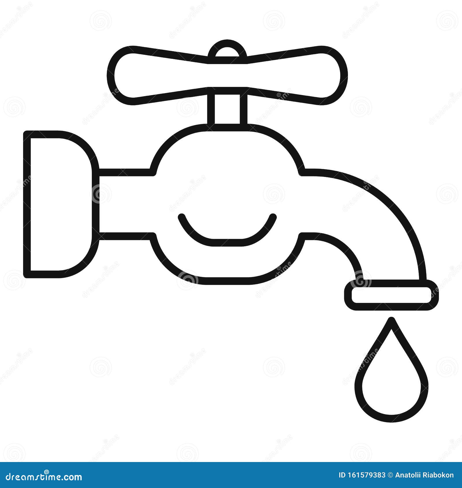 Broken Water Tap Icon, Outline Style Stock Vector Illustration of