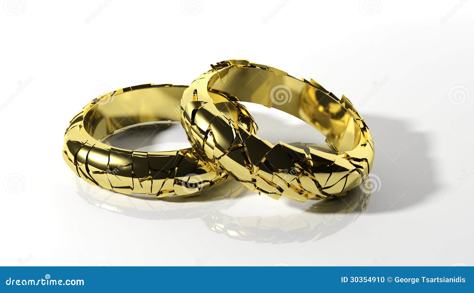Broken wedding rings stock illustration. Illustration of separation