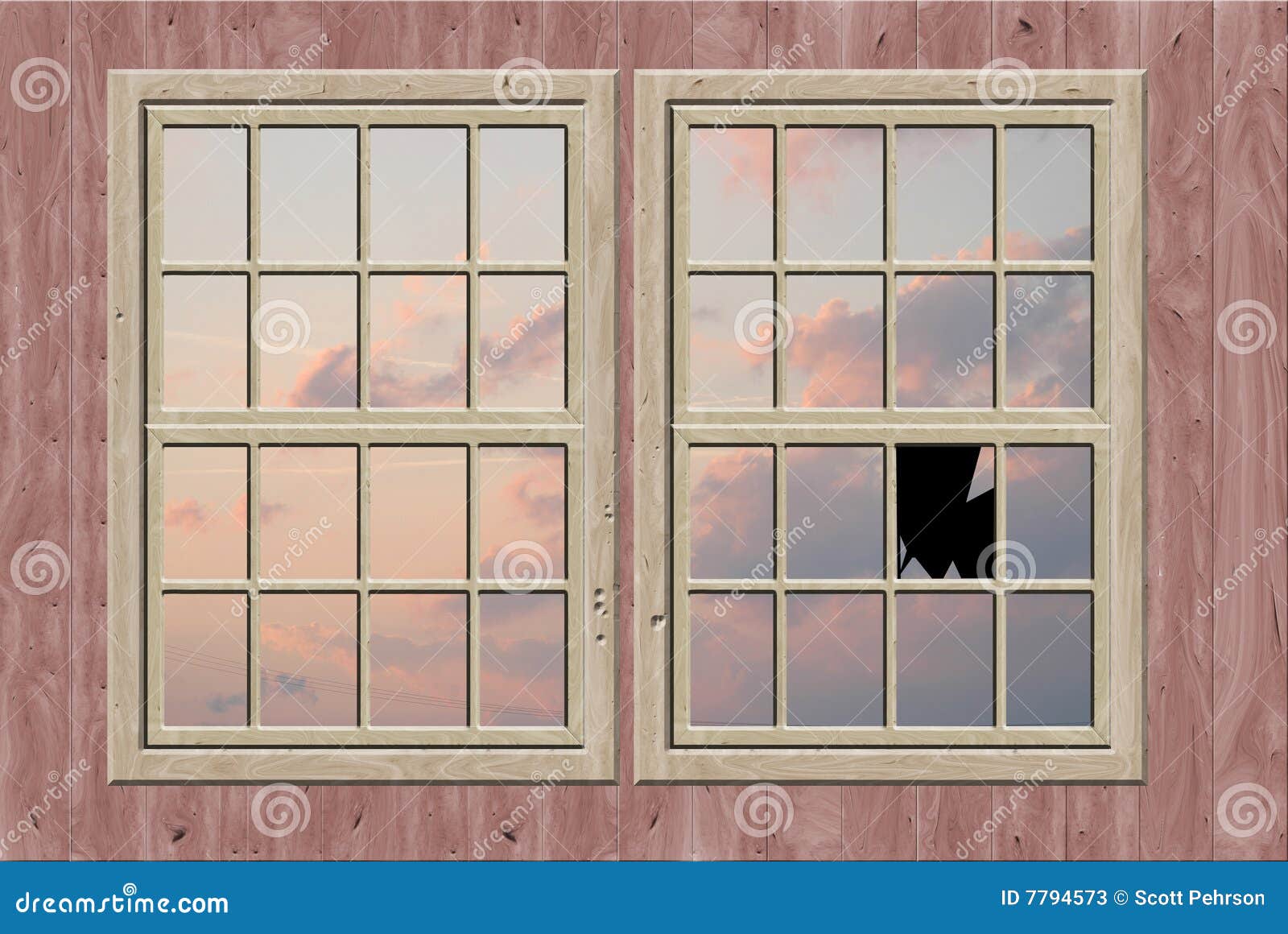 Broken window stock illustration. Image of drawing