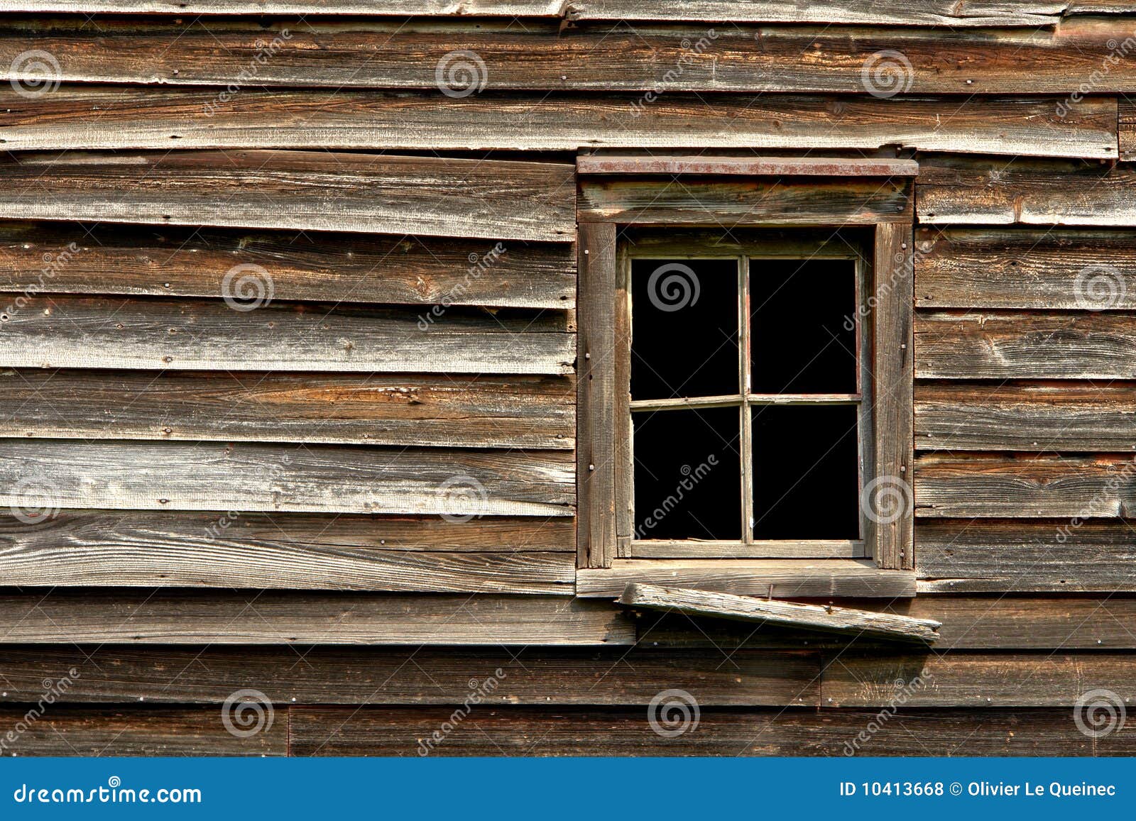 Broken Window On An Old Abandoned Wood House Royalty Free 