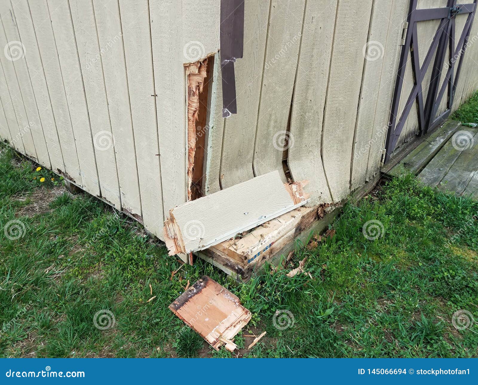 Broken Wood Storage Shed Structure with Damage Stock Photo Image of