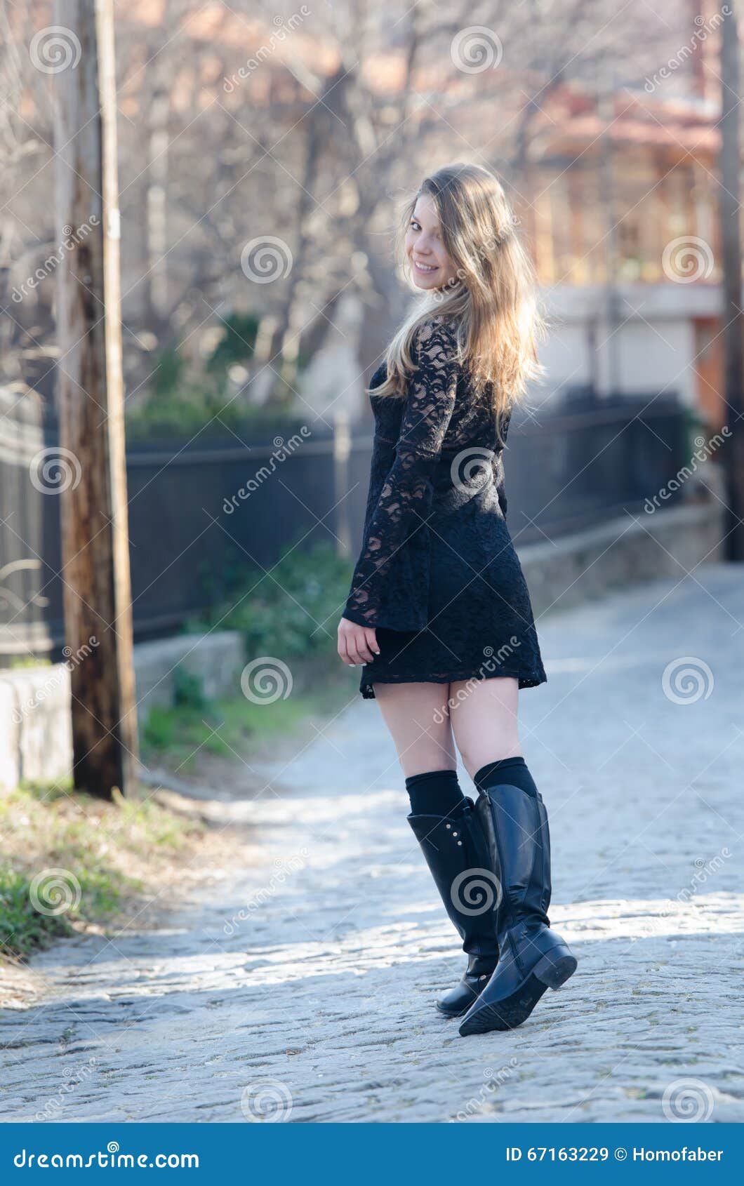 Bronde Lady Walking Outside in the Town Stock Image - Image of outfit ...