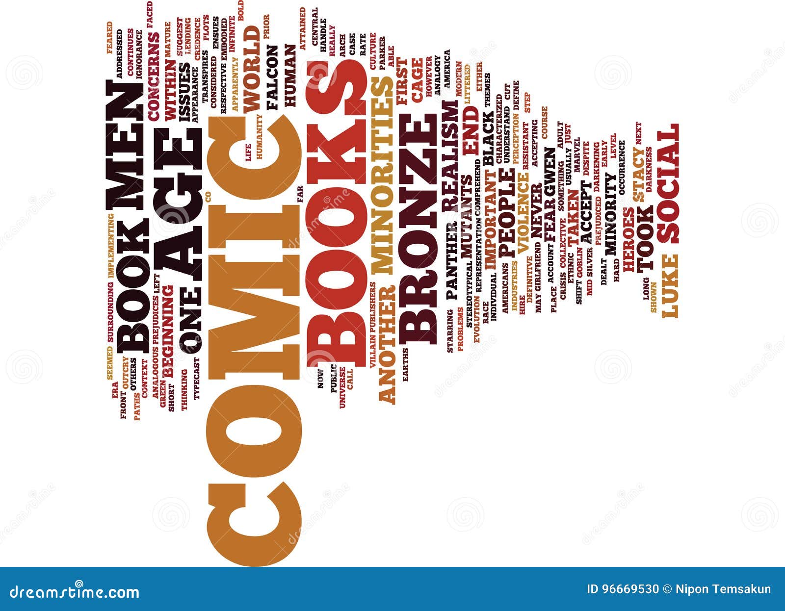 The Bronze Age of Comic Books Text Background Word Cloud Concept Stock