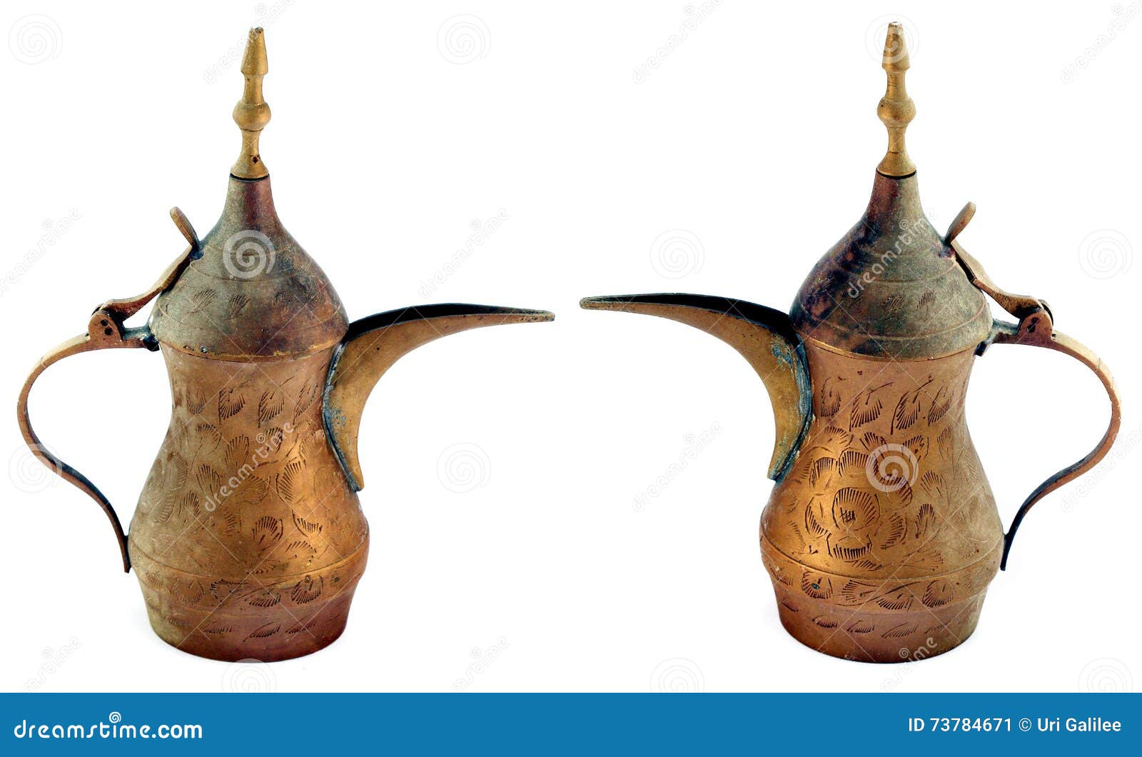 Bronze Antique Kettle with Engravings Stock Image Image of background