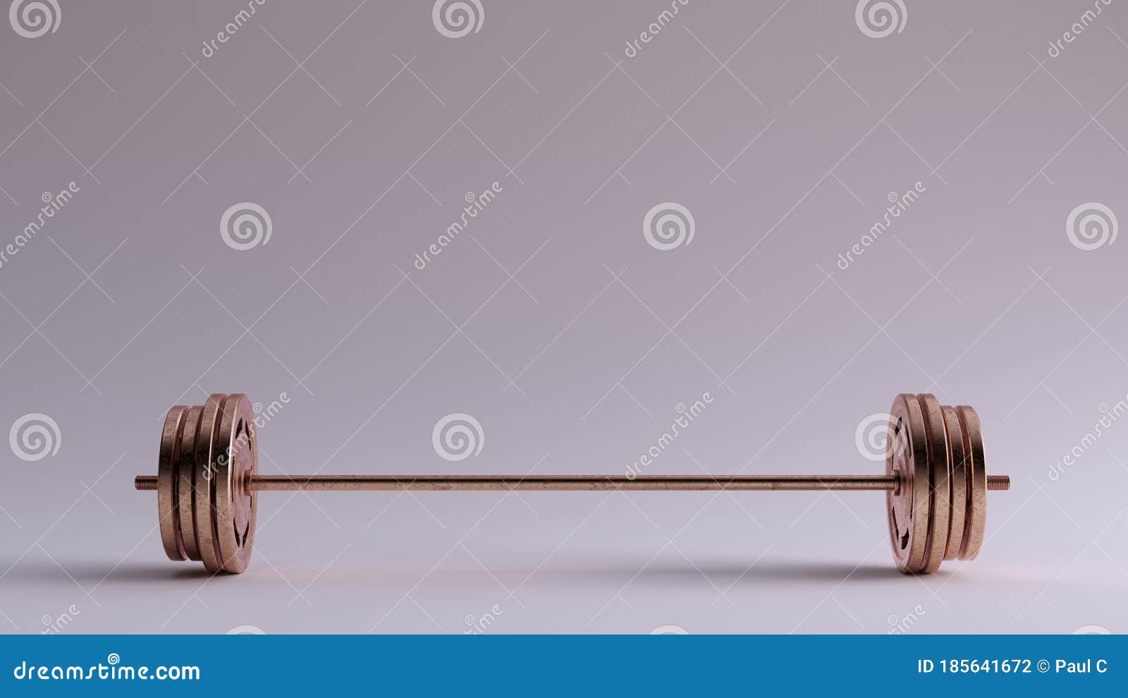 Bronze Barbell with 4 Weights on Each End Stock Illustration