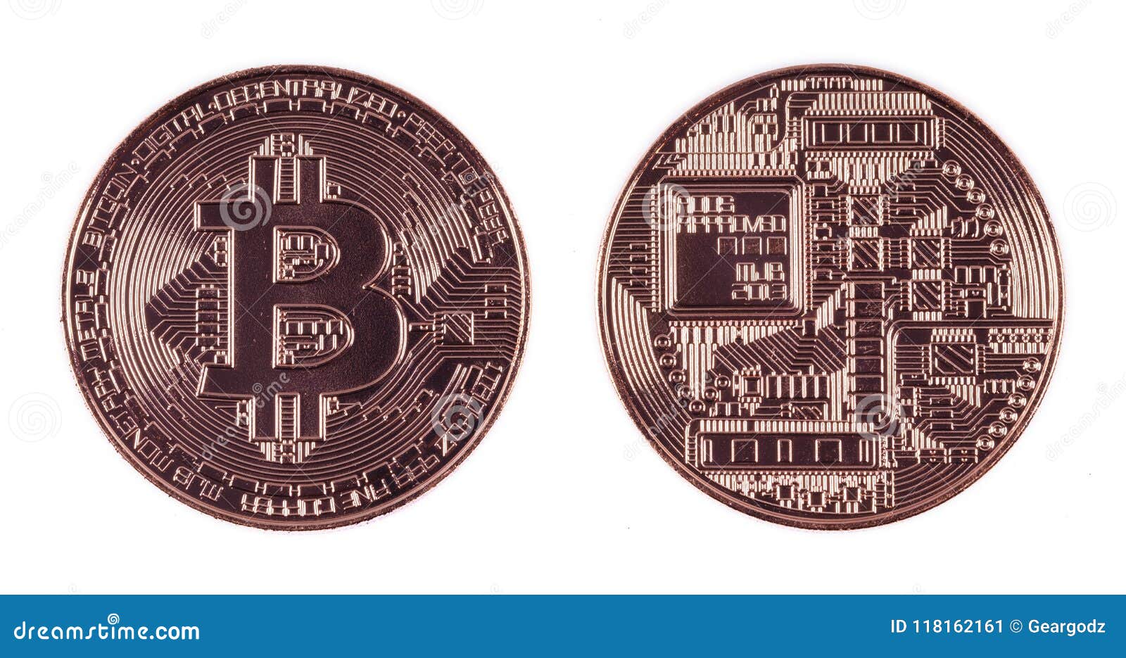 Bronze Bitcoin Isolated on White Background Stock Image Image of