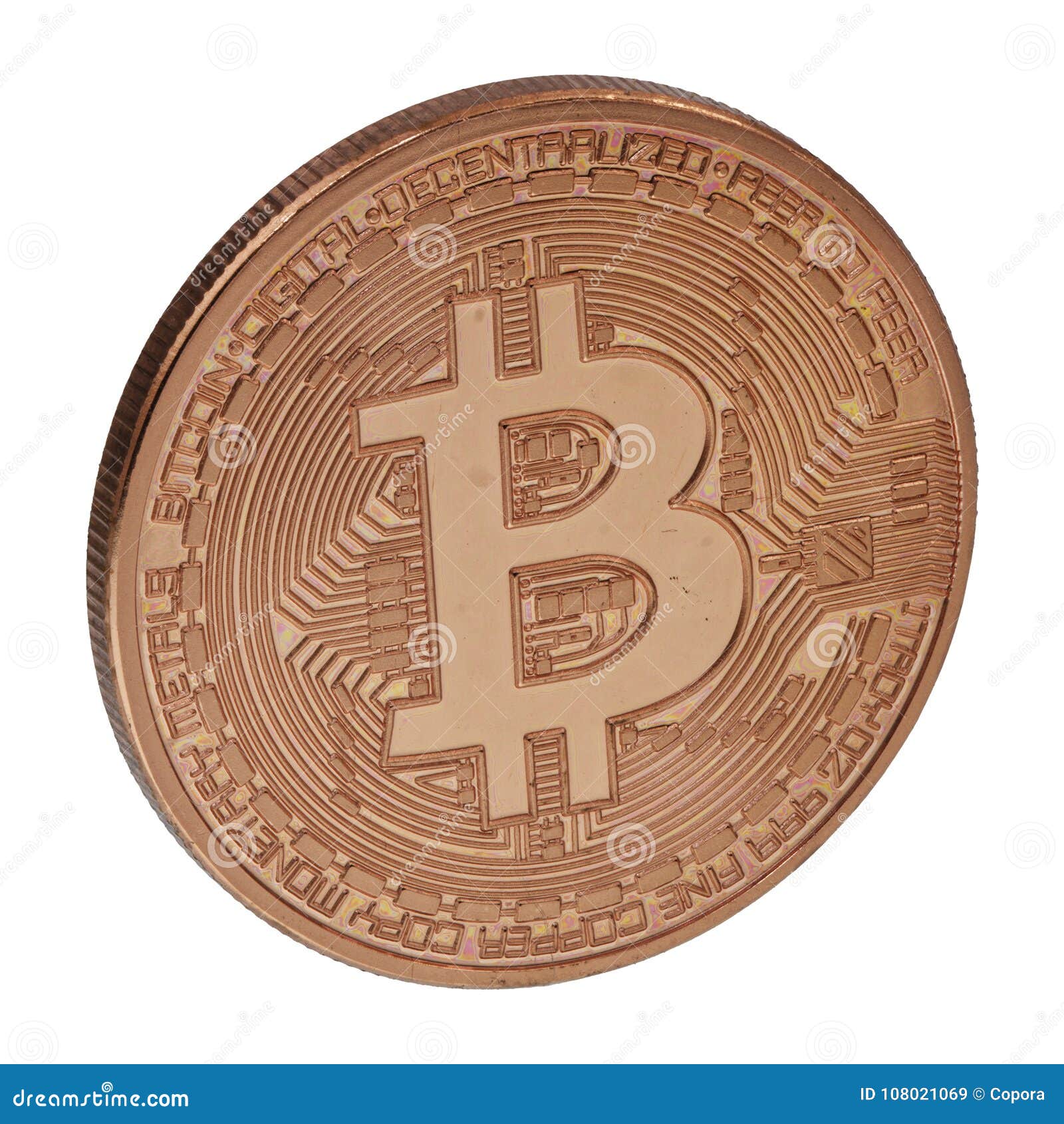 Bronze Bitcoin on a White Background Stock Image Image of cash