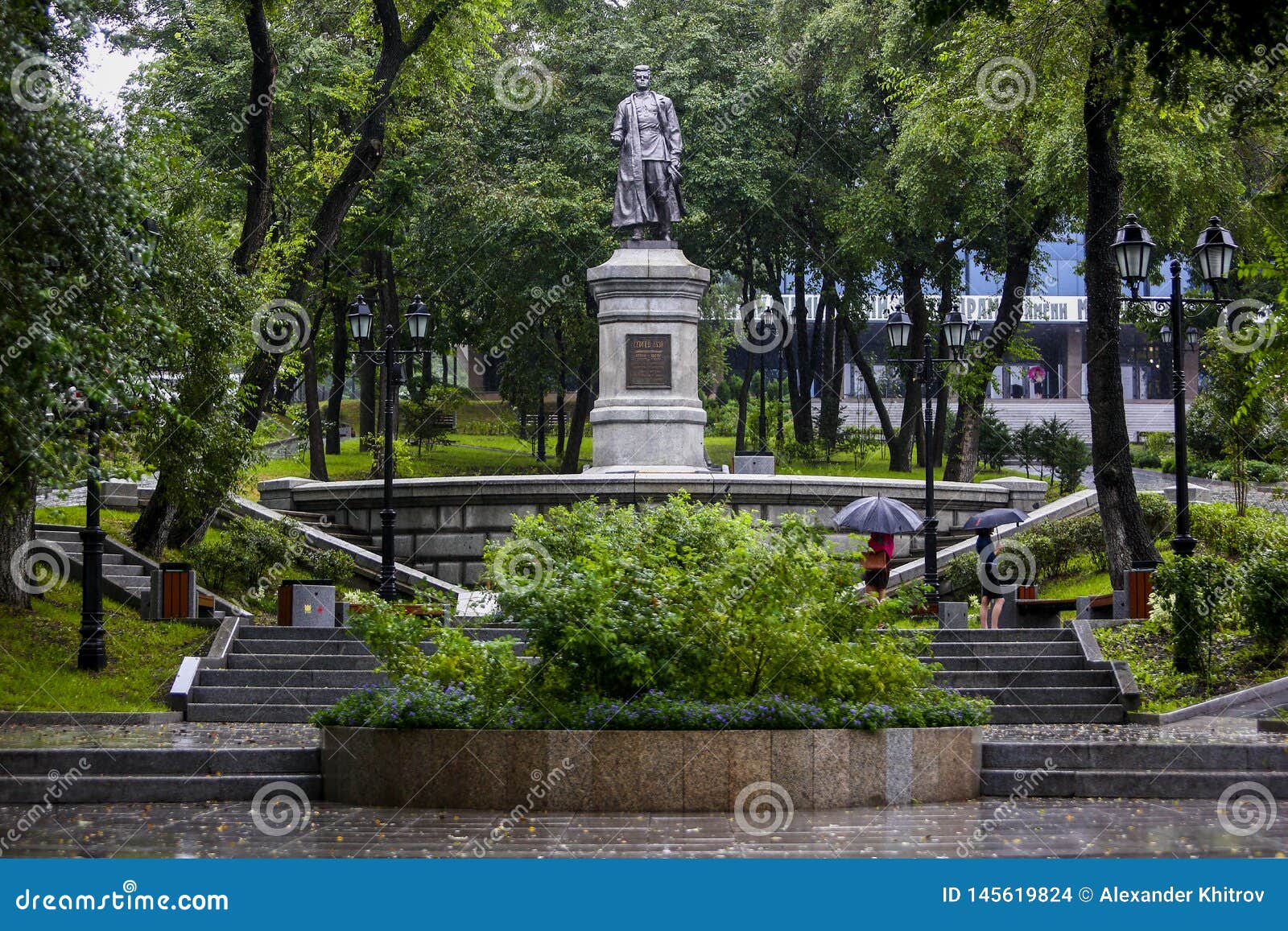 the bronze figure of lazo, made to his full height, is set on a granite pedestal. the commander`s right hand is clenched into a fi