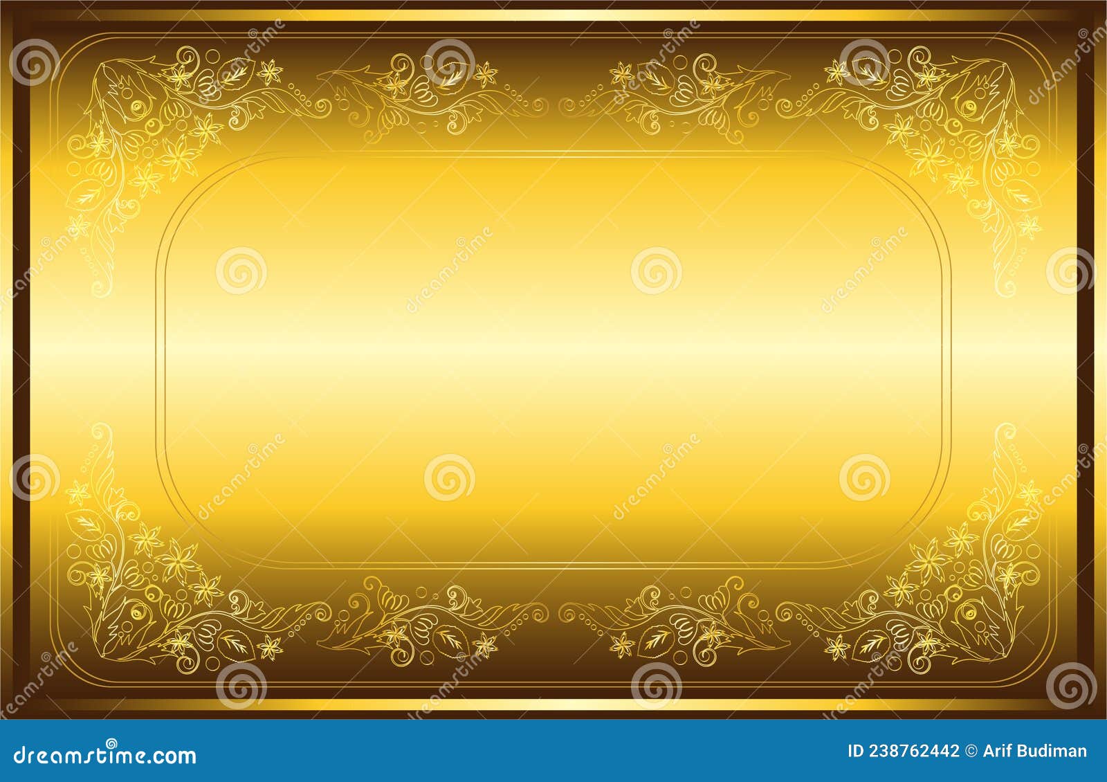 Golden Floral Border Frame Card Design Stock Vector Illustration of