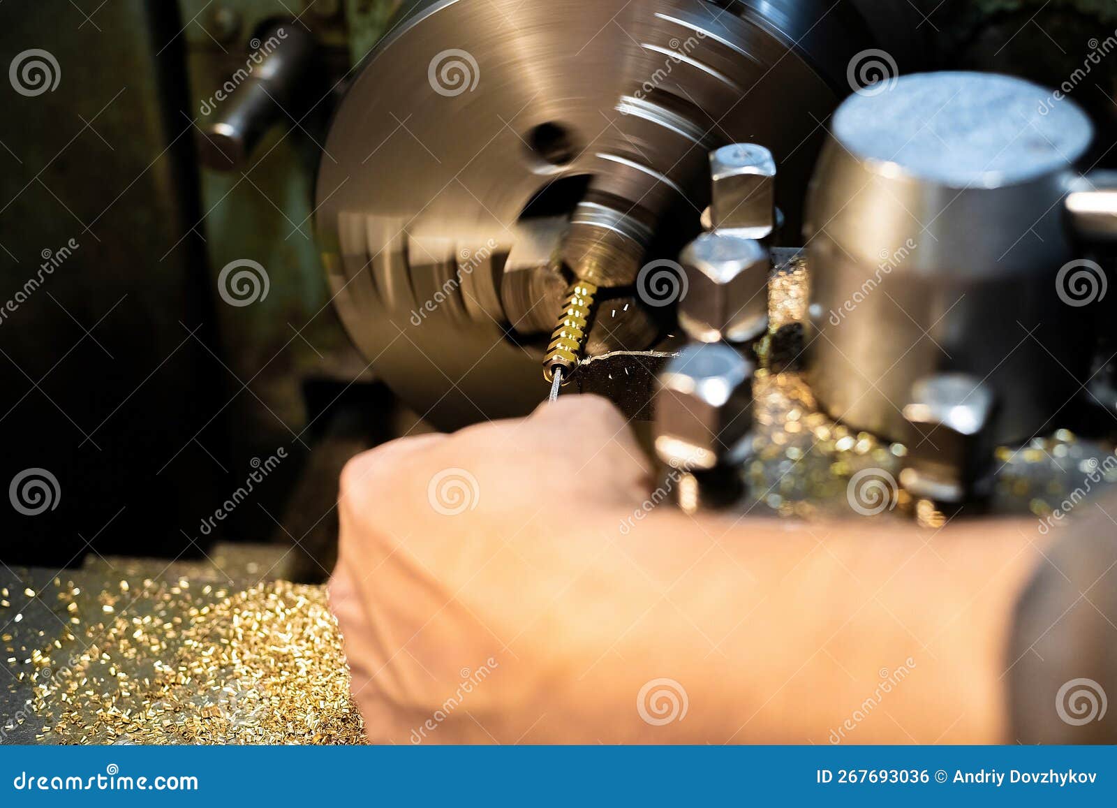Bronze Hexagon in a Lathe Chuck Stock Photo Image of detail, metal