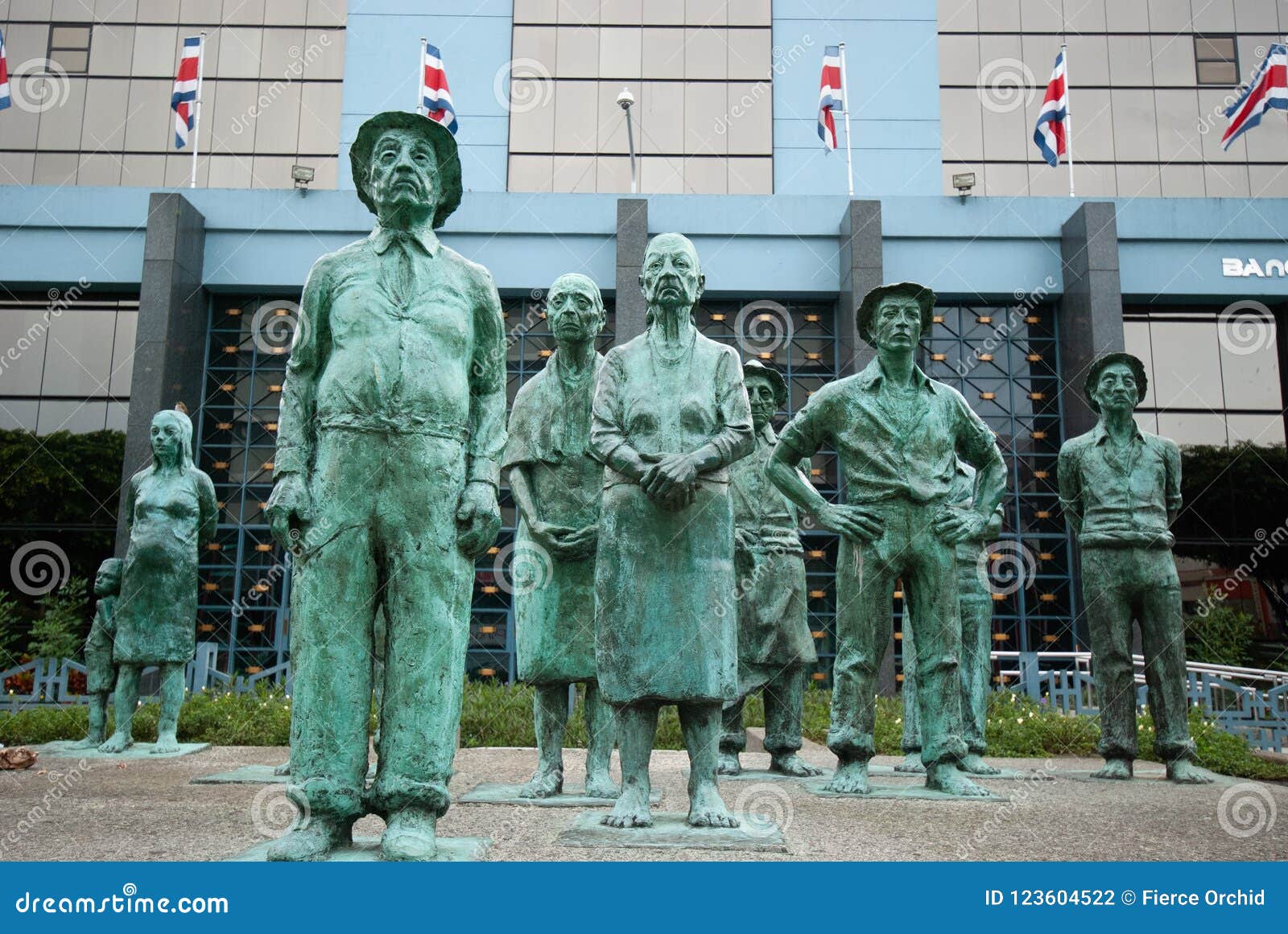 Bronze Human Statues in Front of San Jose, Costa Rica Building
