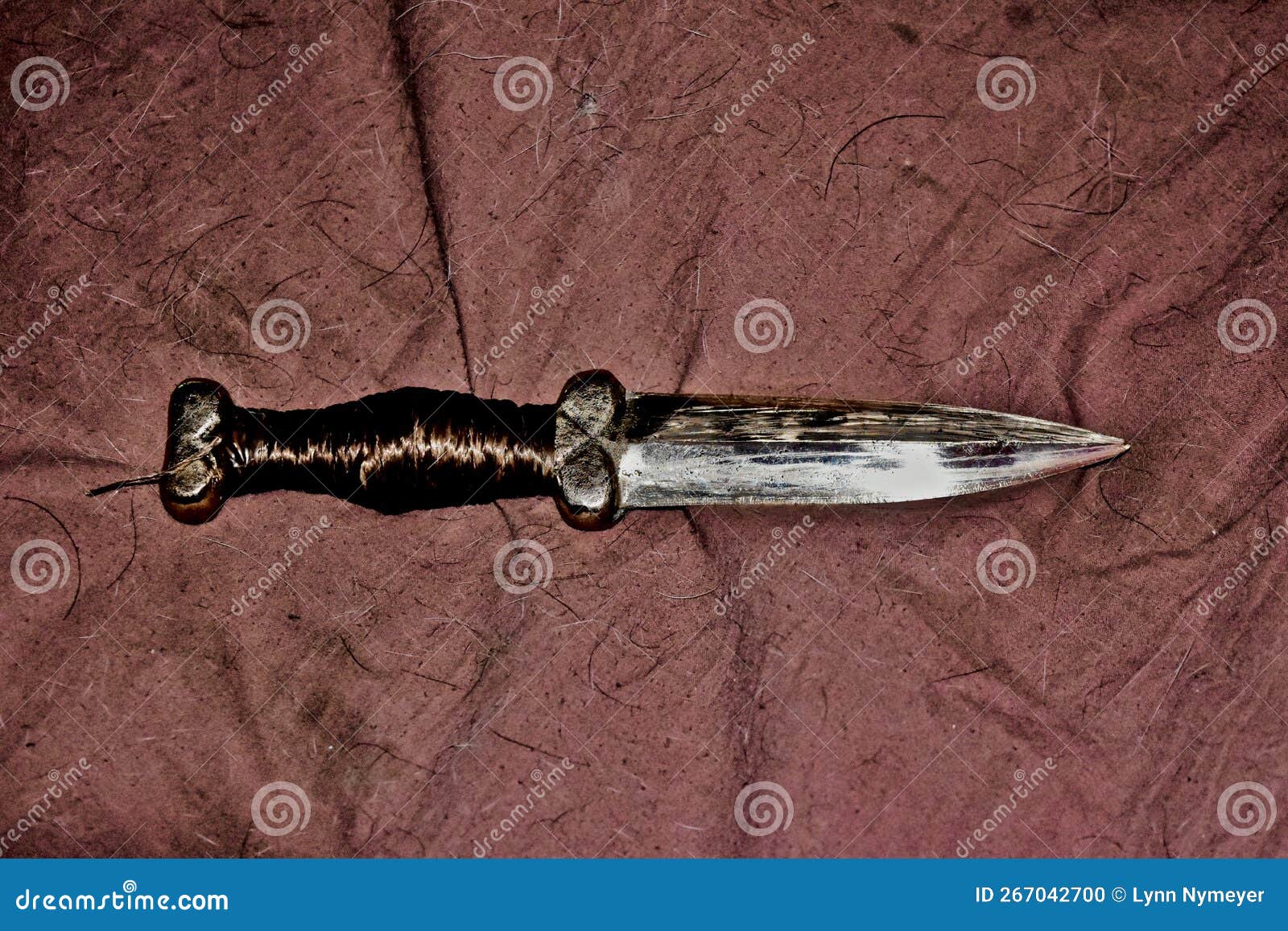 Bronze Knife Ith Deer Sinew Wrapprd Handle Stock Photo Image of
