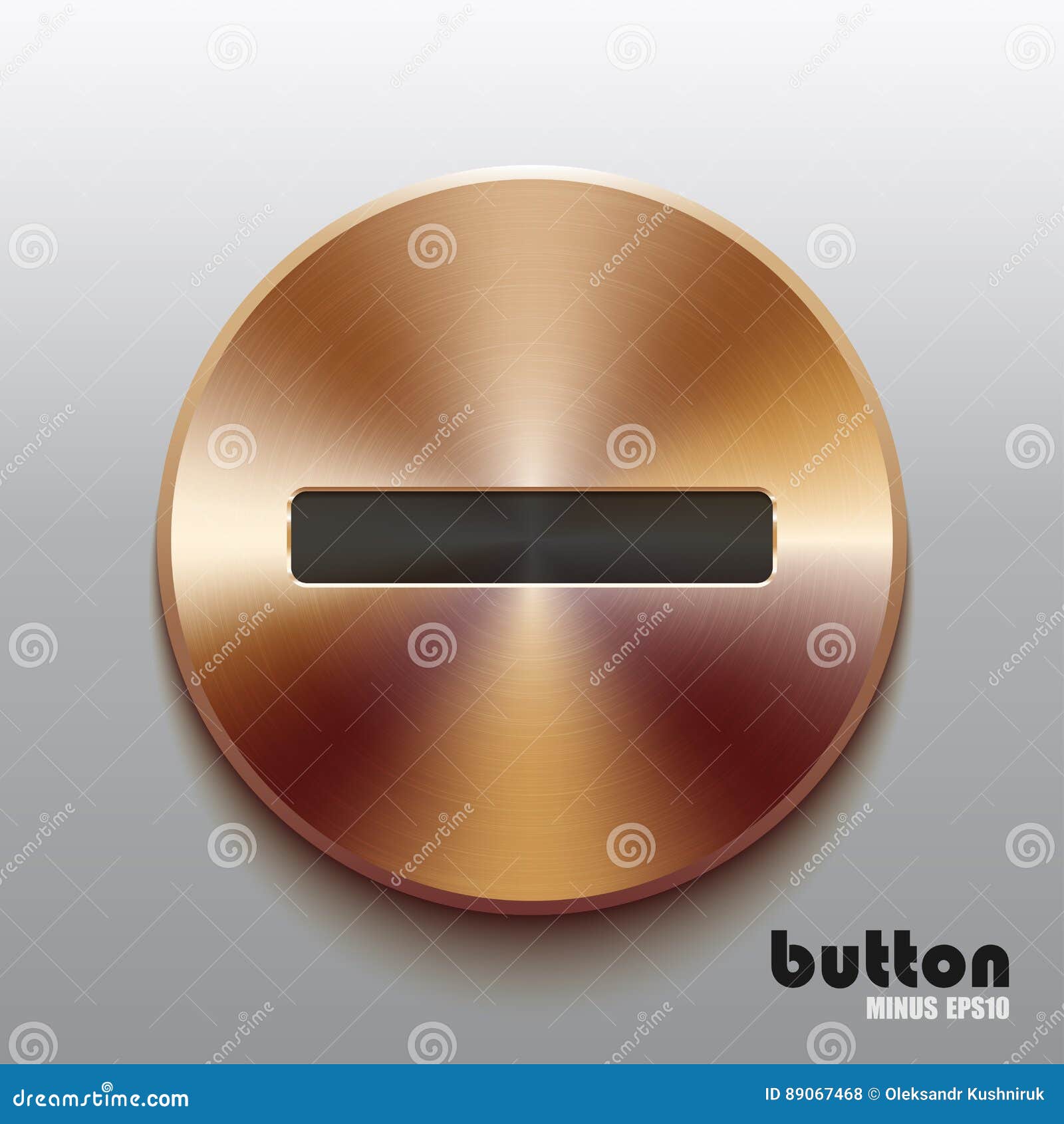Bronze Minus Button with Black Symbol Stock Vector Illustration of