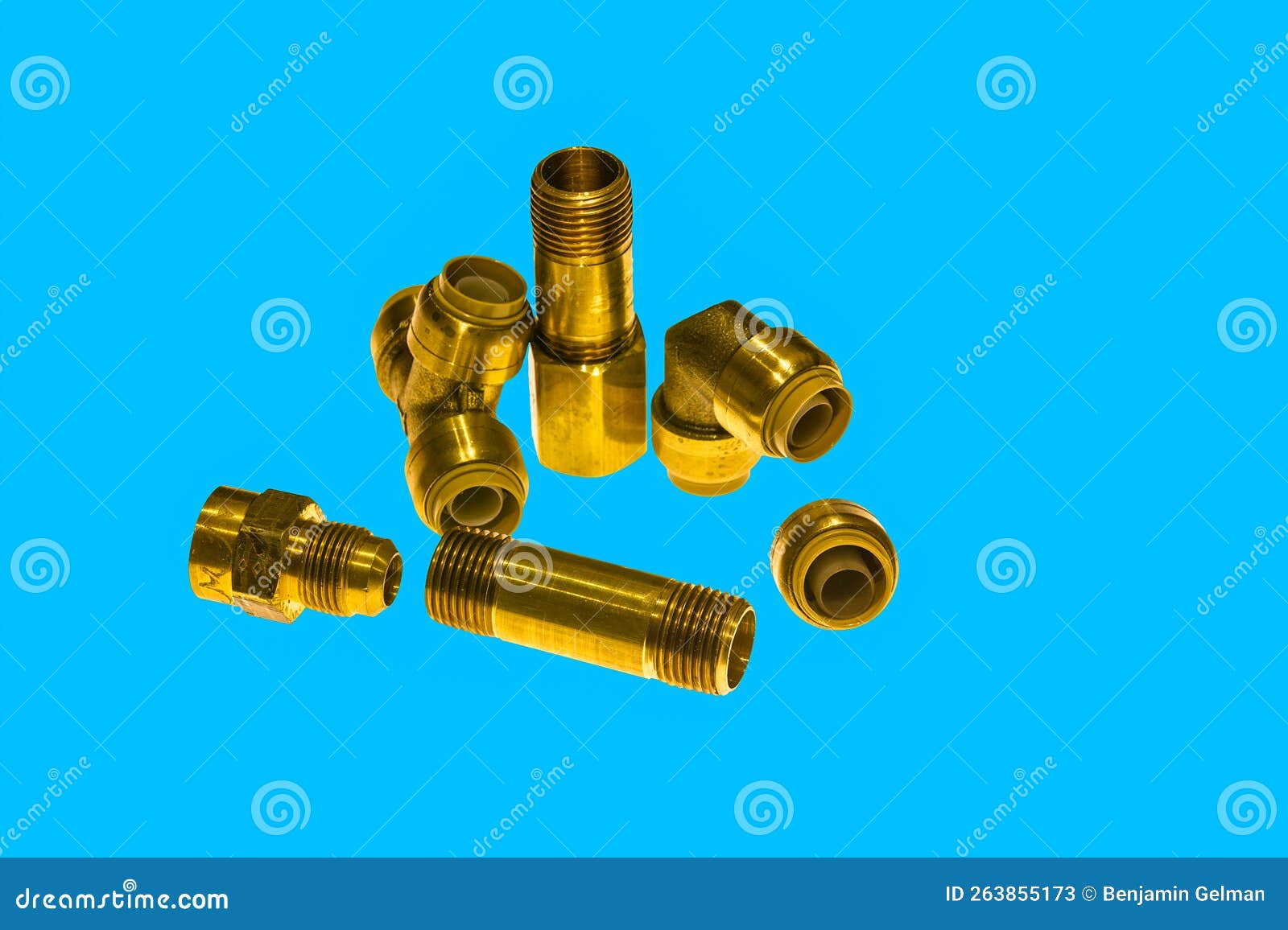 bronze pipes with  threads, for the work of a plumber