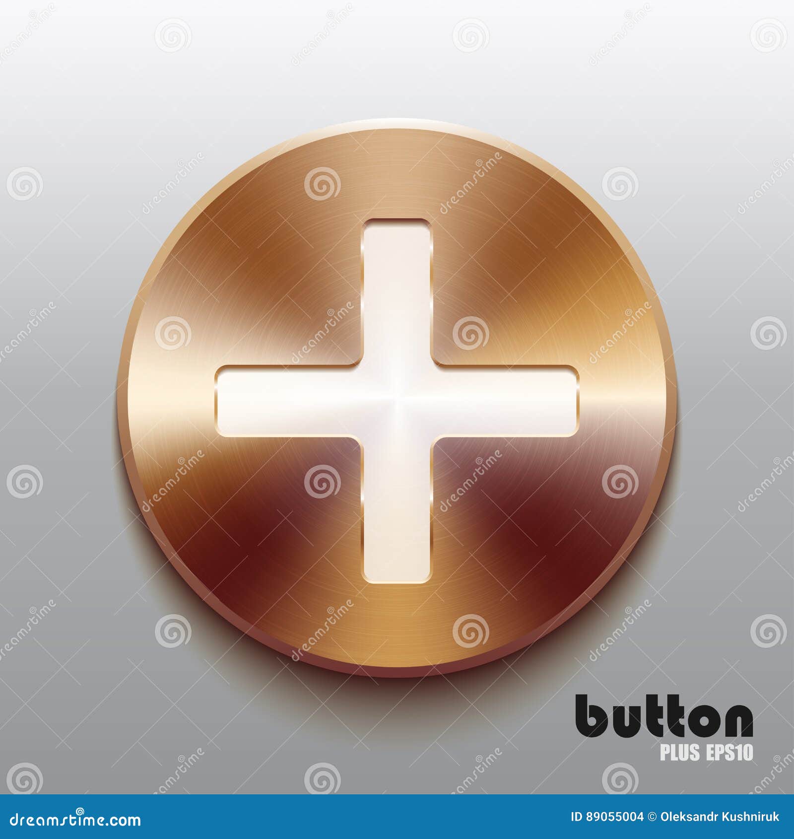 Bronze Plus Button with White Symbol Stock Vector Illustration of