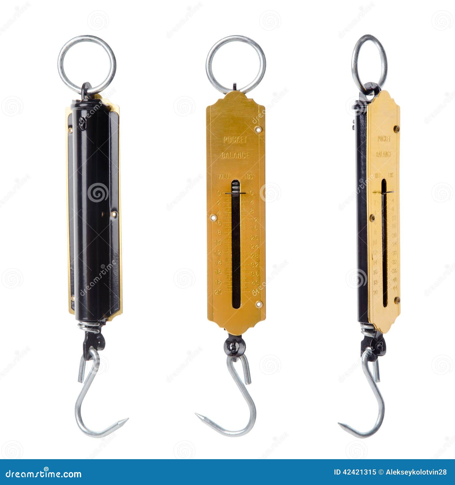 Bronze Pocket Weighing Scale Isolated on White Background Stock Image