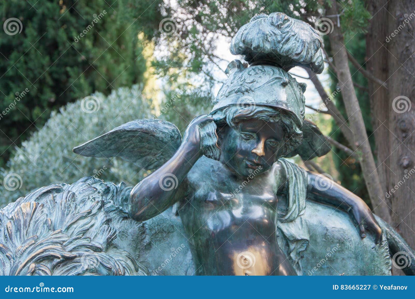 Bronze Sculpture of Little Angels in the Park Stock Image Image of