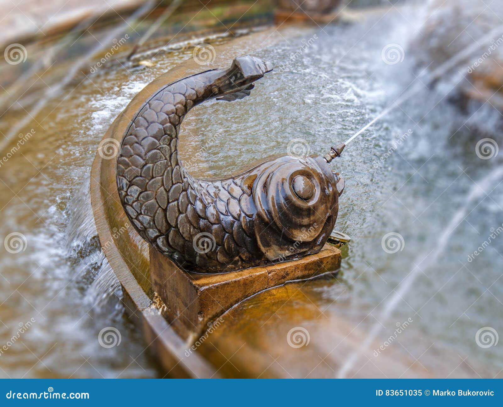 Bronze Shape of Fish with Water Shooting from Mouth Stock Image Image