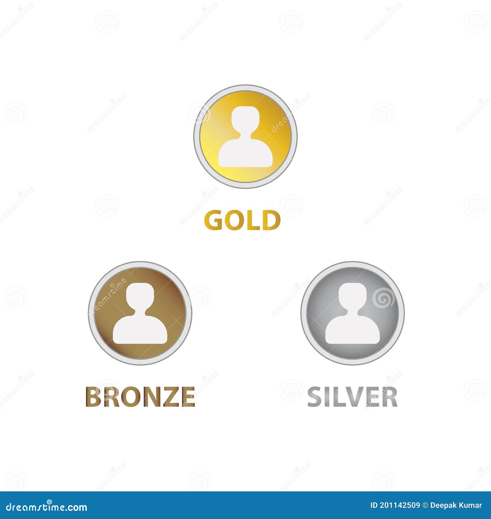 Bronze, Silver and Gold Medal Stock Vector Illustration of