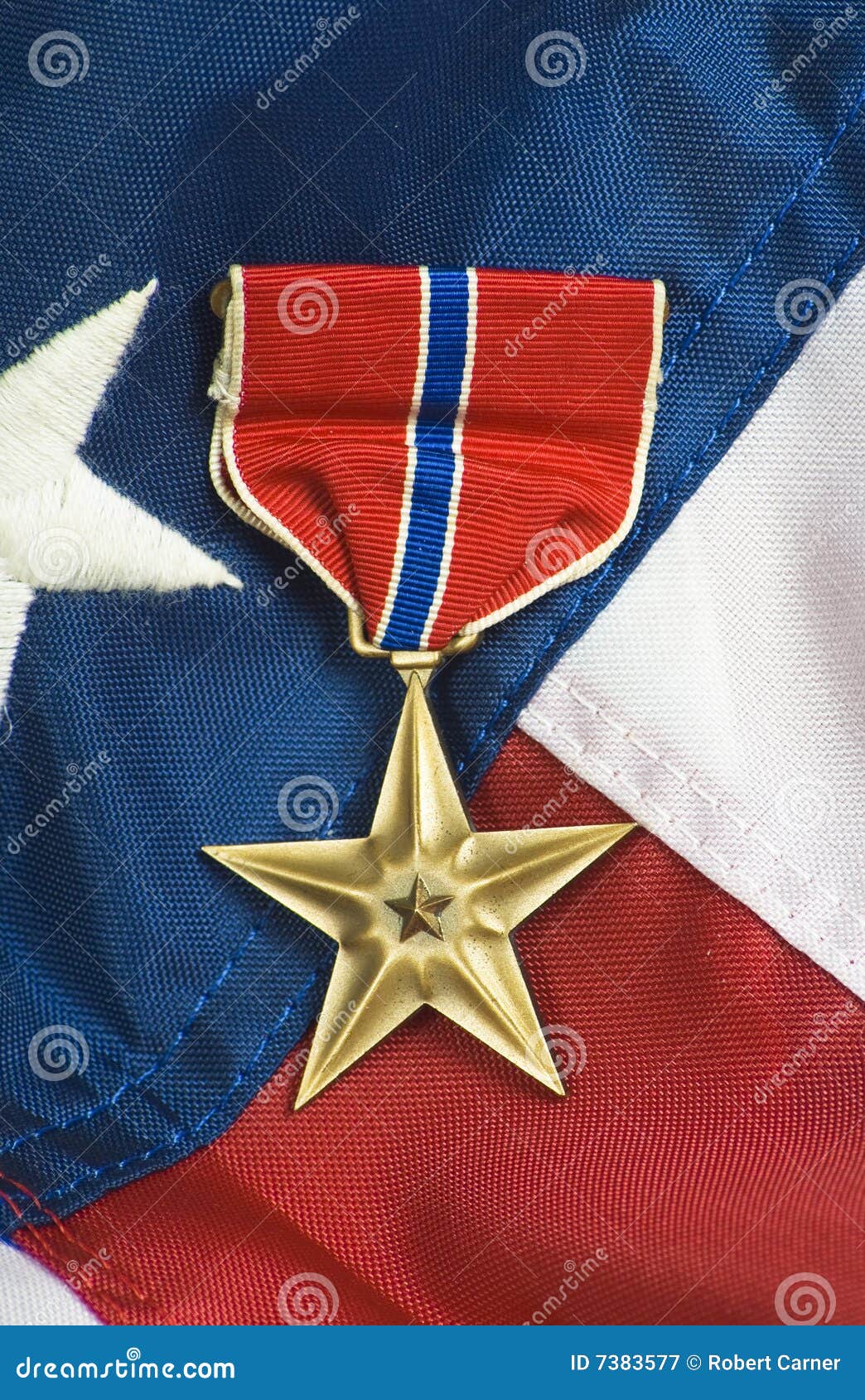 Bronze star on USA flag stock image. Image of courage 7383577
