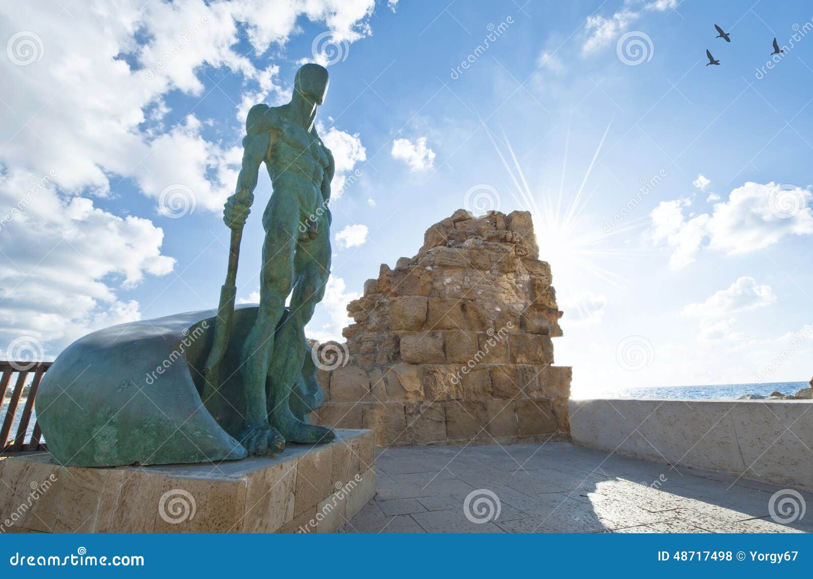 Sculpture Of Man At Caesarea, Israel Editorial Photography 