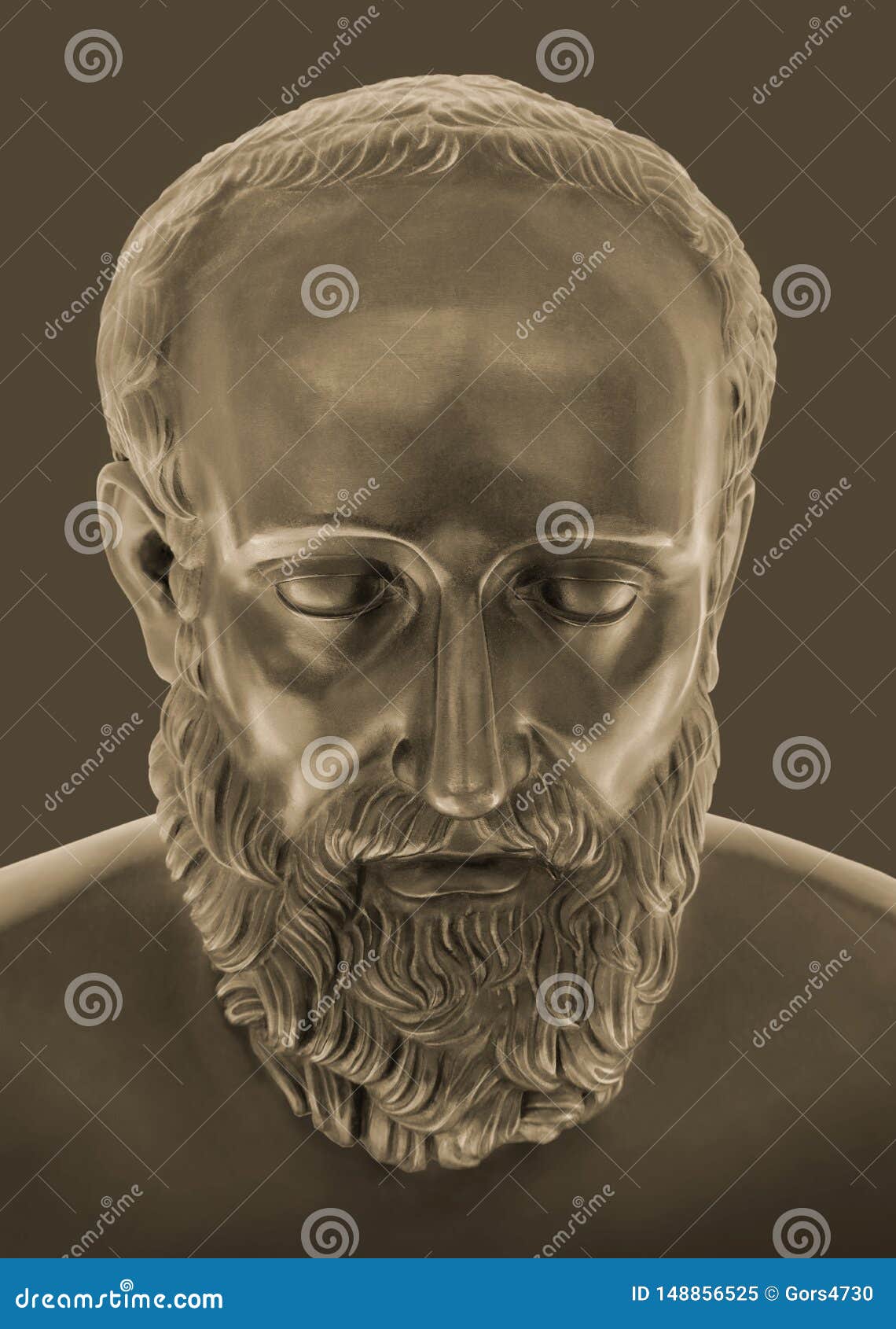 Estia Creations Hippocrates Bust Scultura Greca Padre della Medicina Moderna Aged Patina Statue 