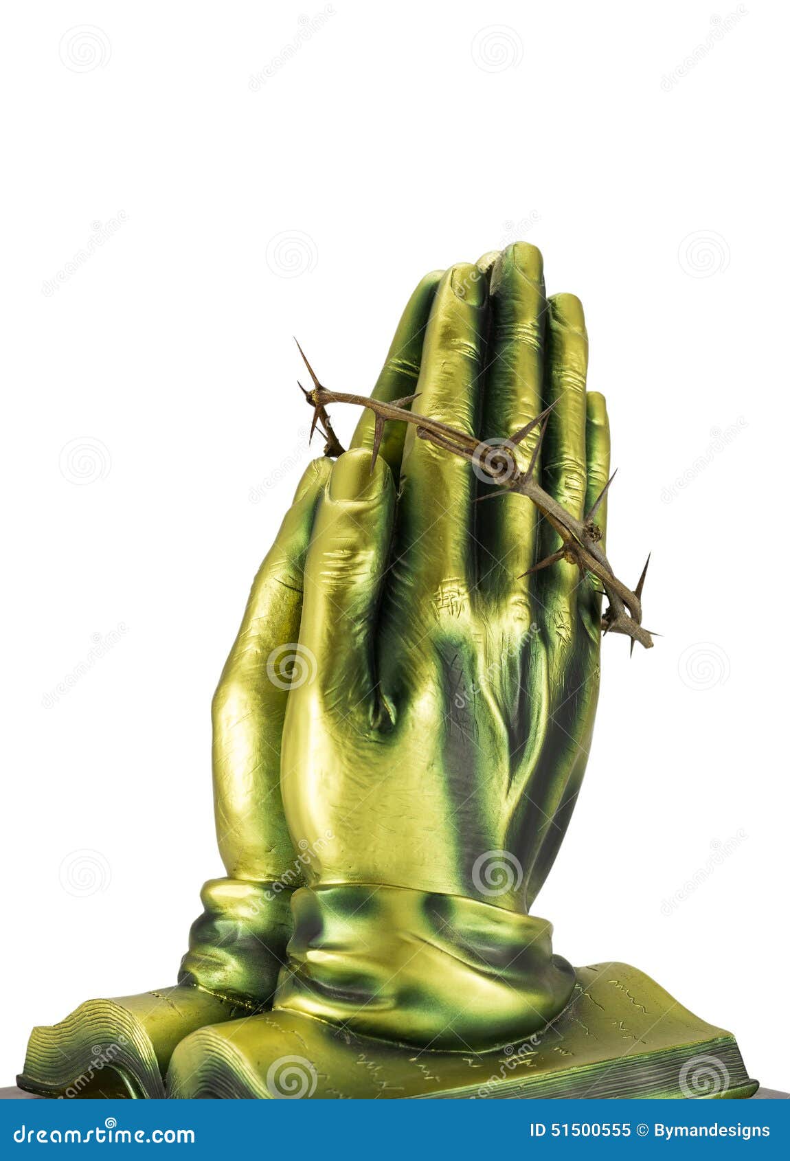 Bronze Statue Praying Hands with the Crown of Thorns Stock Image