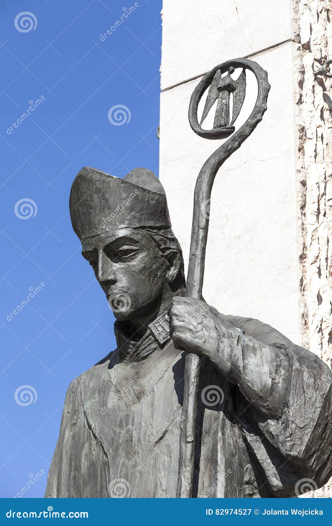 bronze statue of st. stanislaus on altar three millennia,krakow, poland