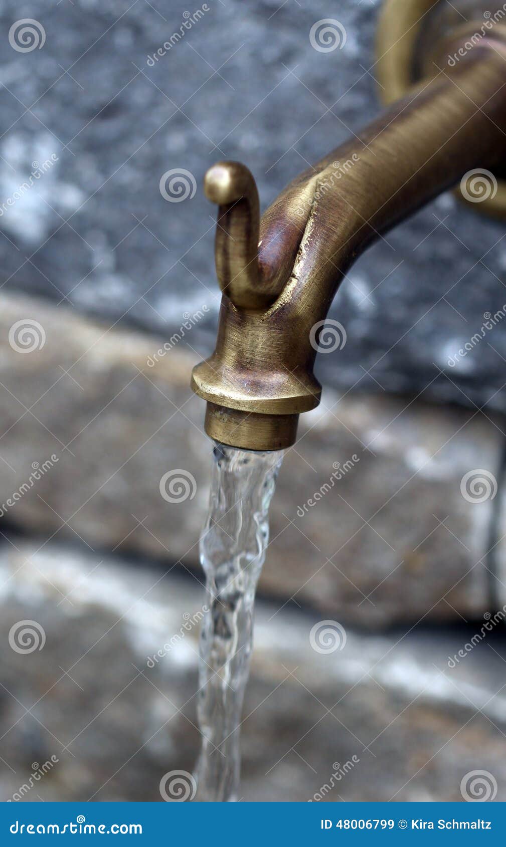 The Bronze Tap with Flowing Water Stock Image Image of stone