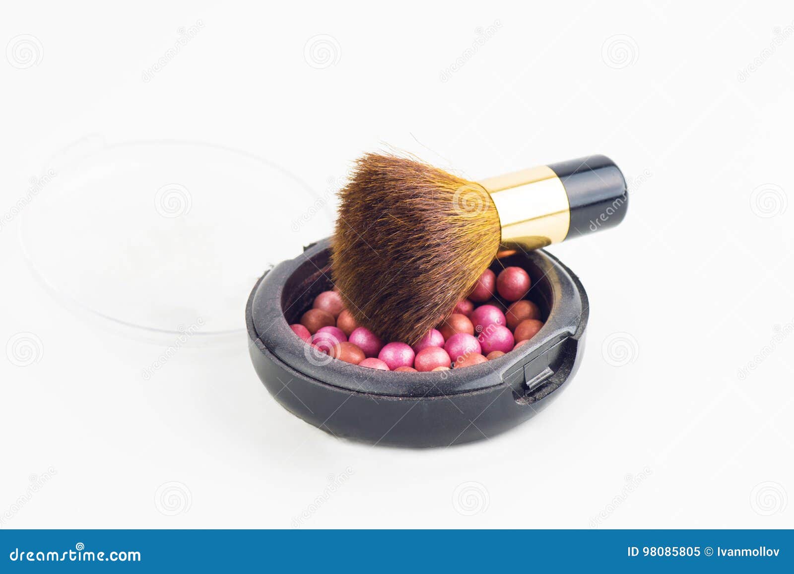 Bronzing Pearls Box and Makeup Brush Stock Image Image of accessory