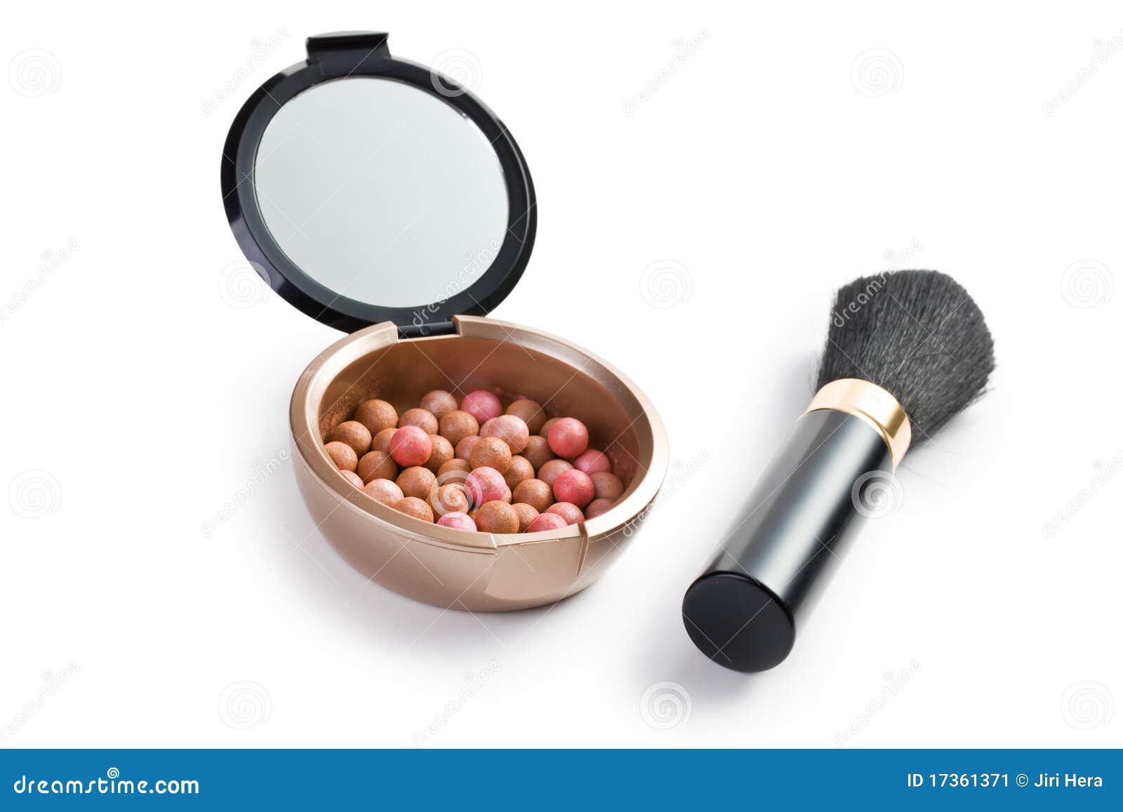 Bronzing Pearls and Makeup Brush Stock Image Image of isolated