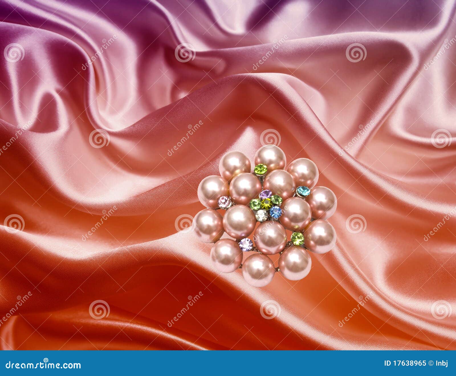 Brooch Closeup On Silk Background Stock Image Image of bright