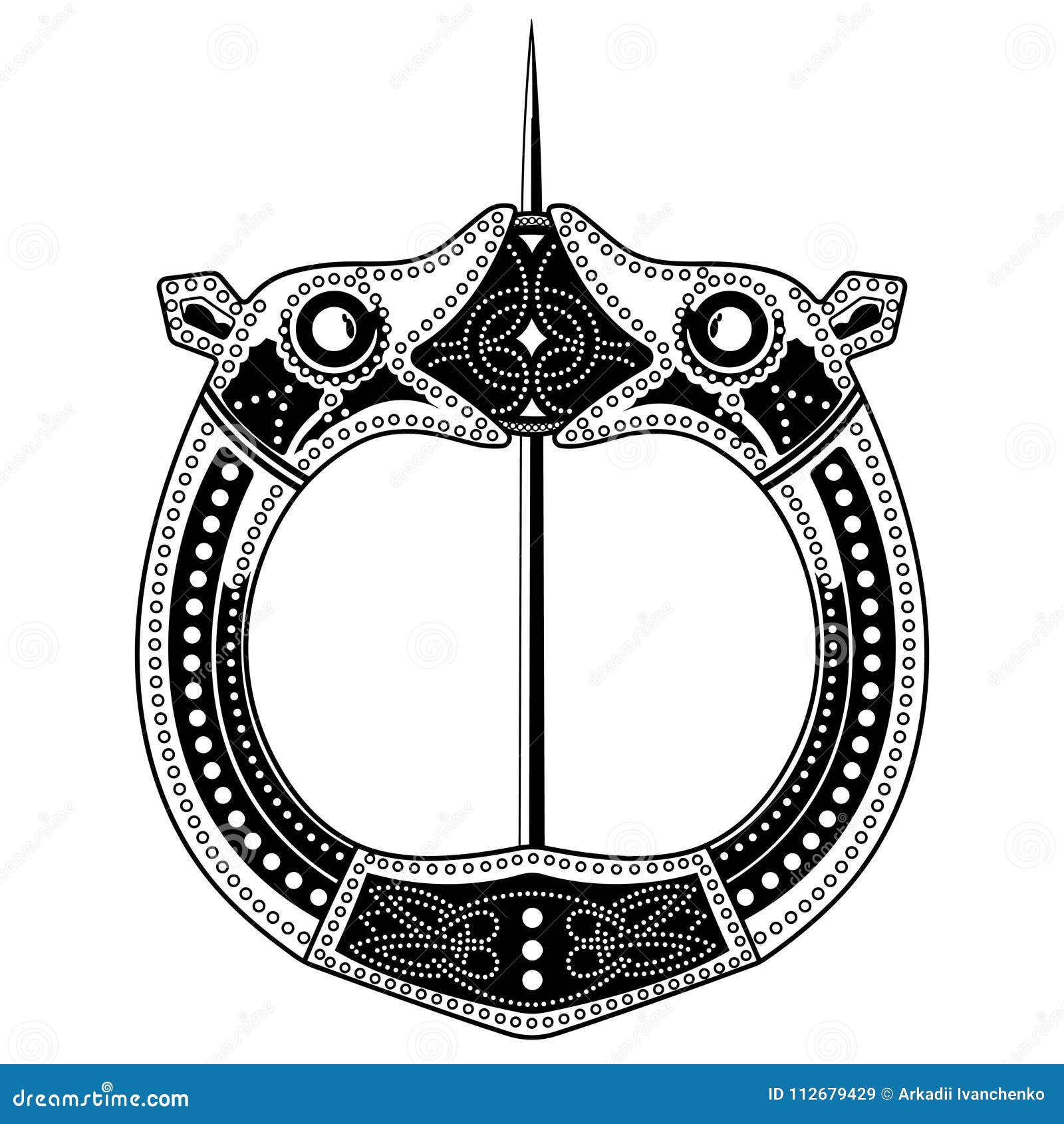 brooch fibula. medieval viking, celtic, germanic traditional decoration, clasp for a cloak
