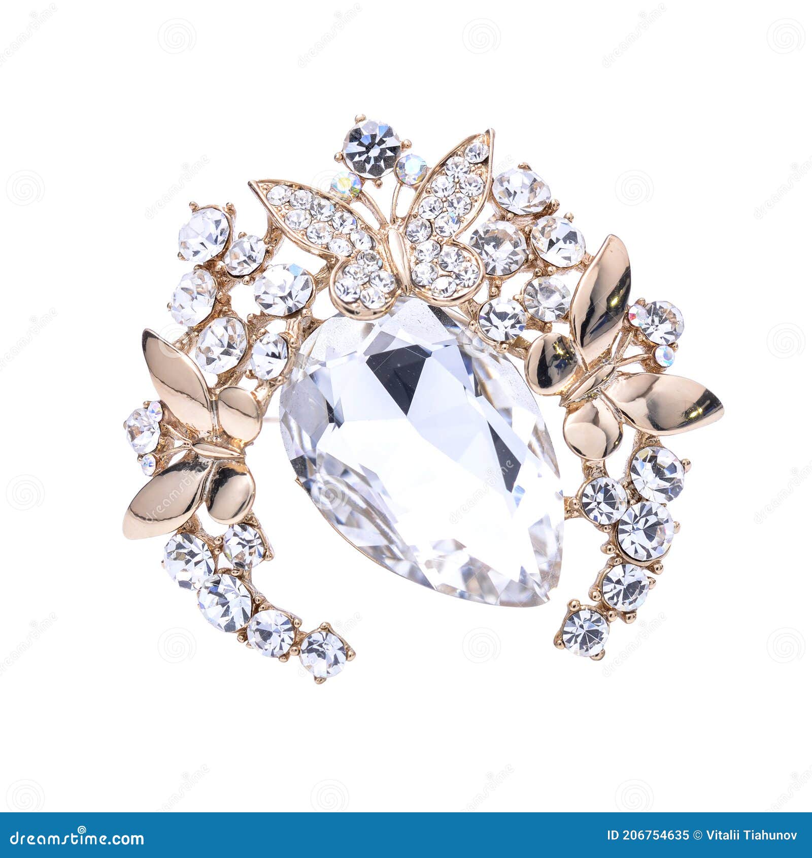 Brooch with Gems Isolated on White Stock Image Image of gems, charm