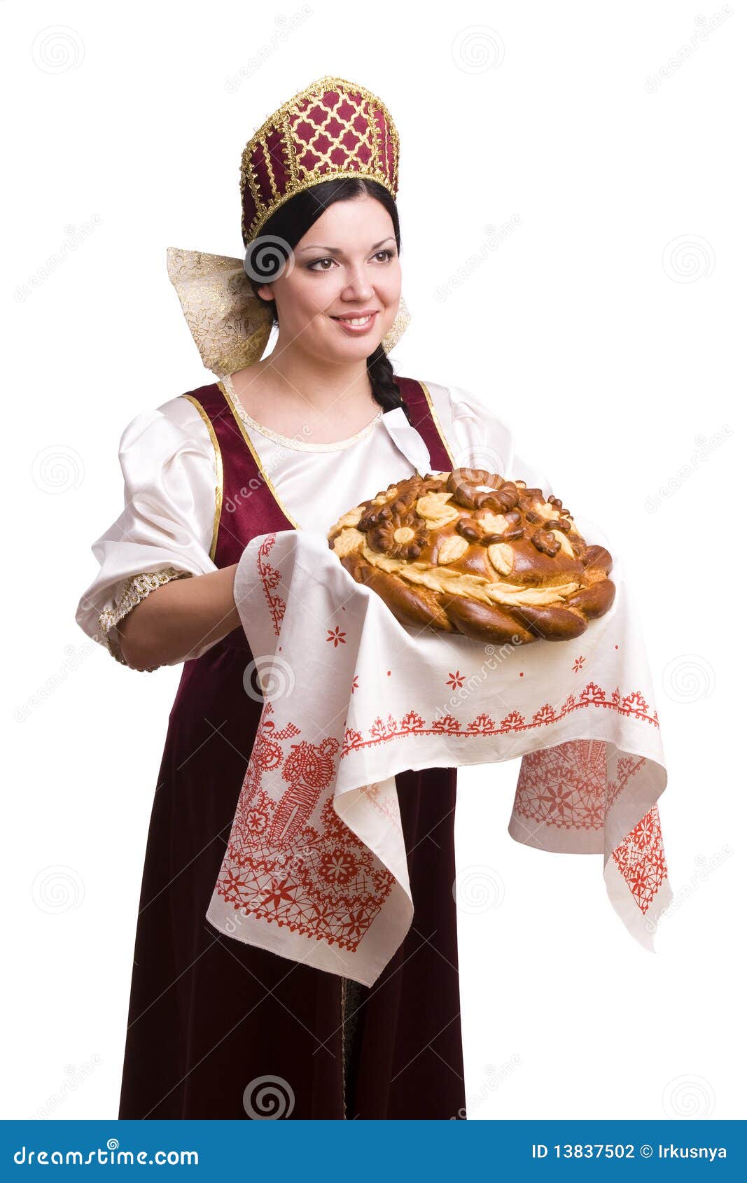 Русская красавица с хлебом и солью
