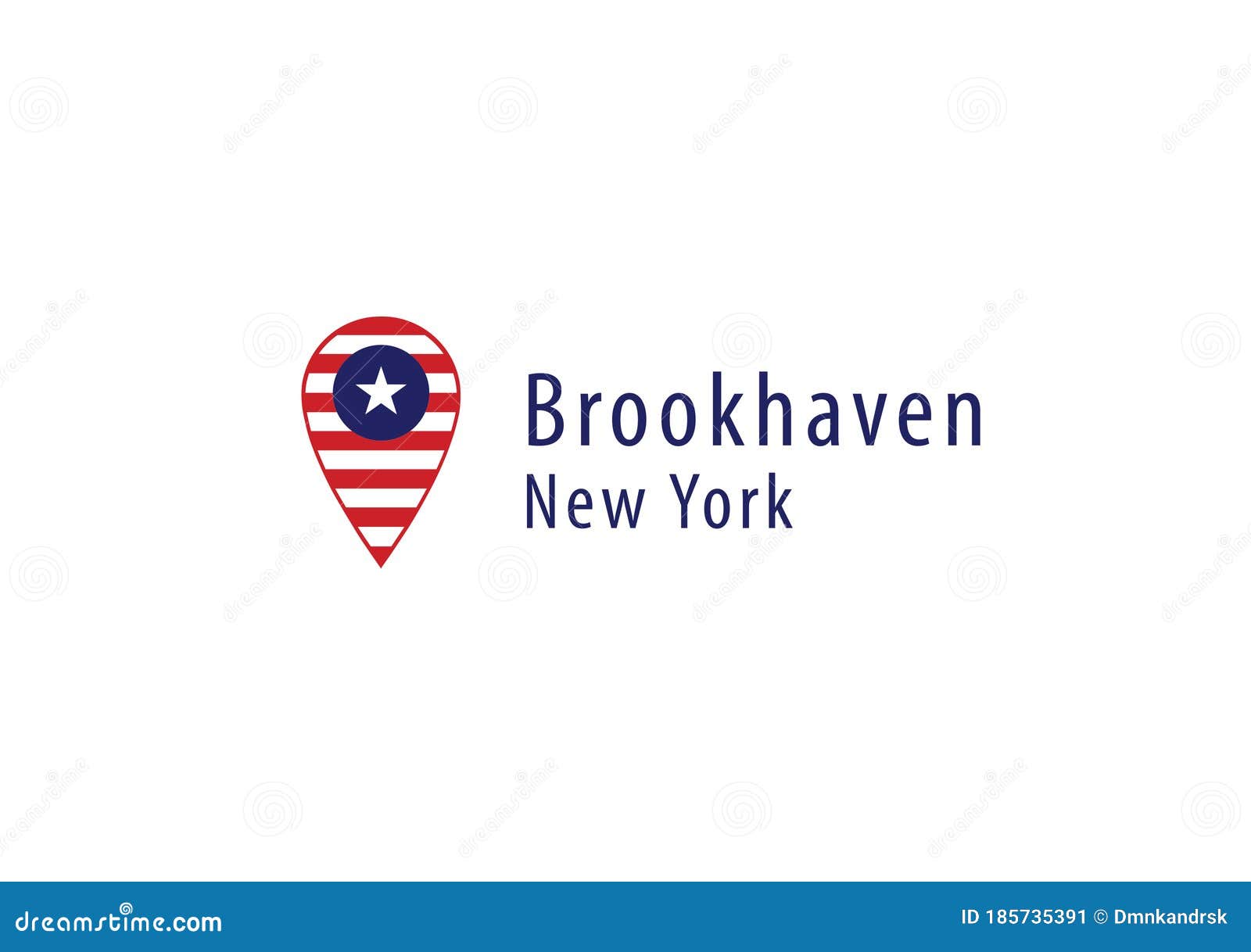 Brookhaven Location Pin New York Gps Ilustração do Vetor