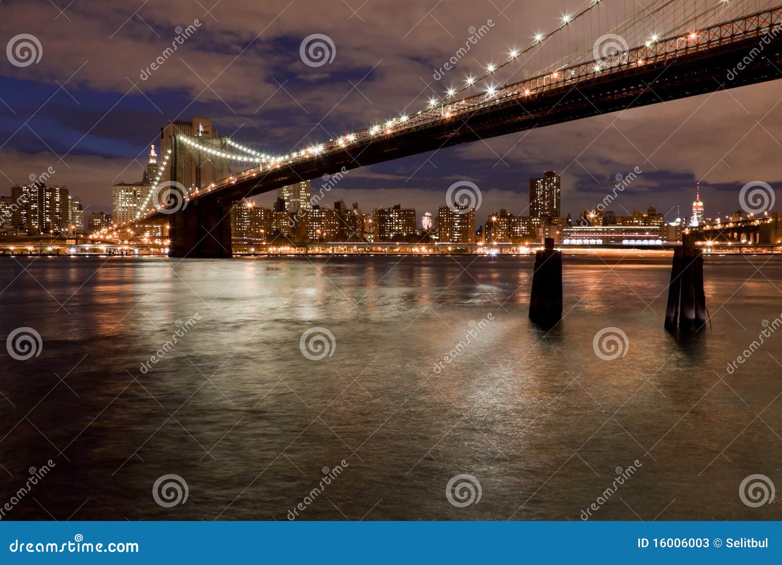 Brooklyn Bridge in the Evening, New York, USA Stock Image - Image of ...