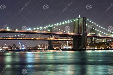 Brooklyn Bridge at Night stock photo. Image of dumbo - 35360934